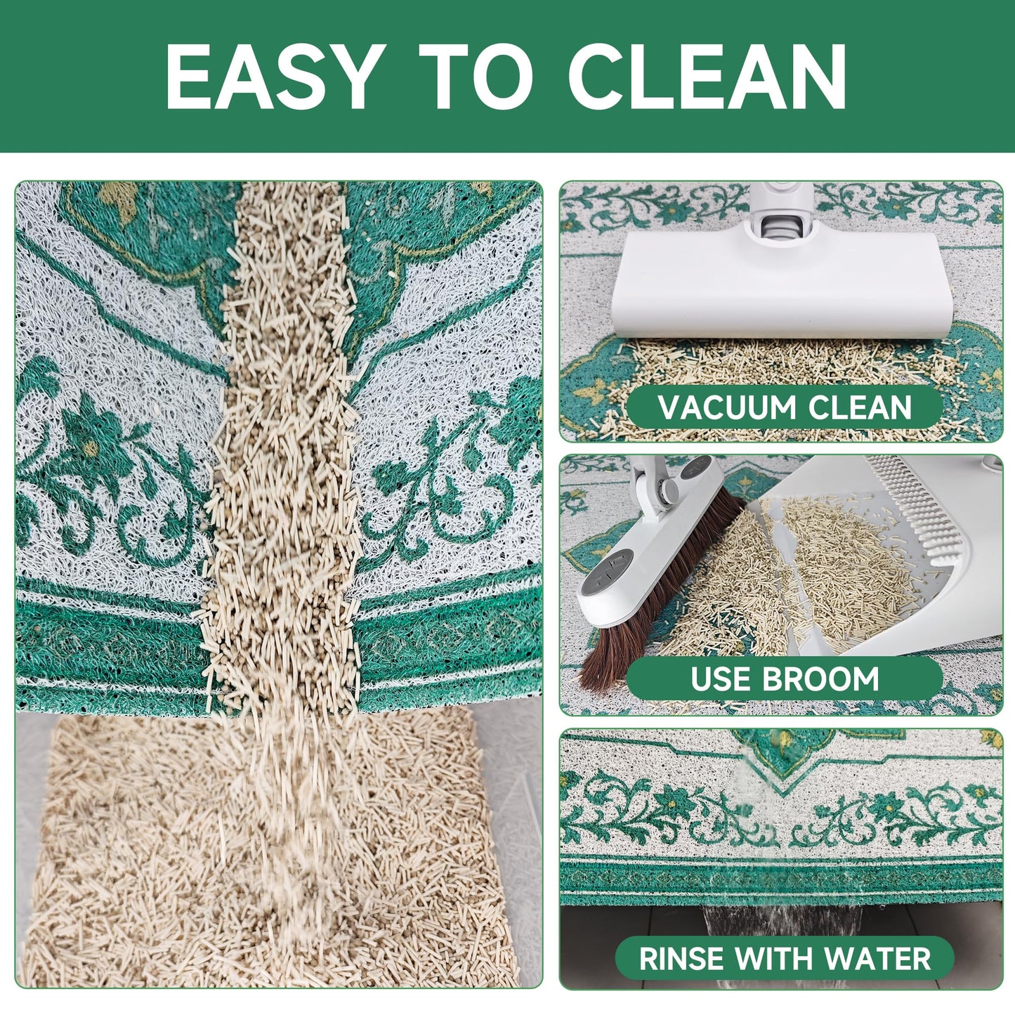 YOSEPATI Cat Litter Mat, 35" x 23" Litter Box mat, Traps Litter
