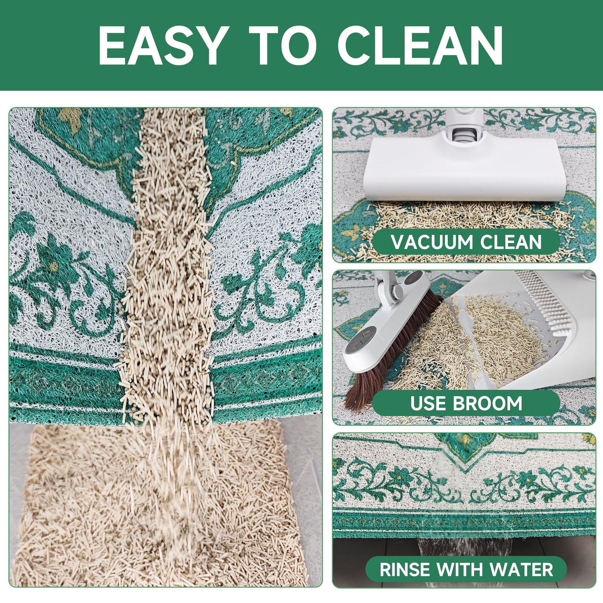 YOSEPATI Cat Litter Mat, 35" x 23" Litter Box mat, Traps Litter