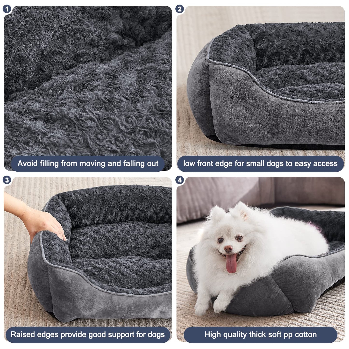 JOEJOY Rectangle Dog Bed for Large Medium Small Dogs Washable Bed