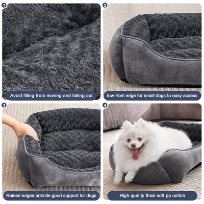 JOEJOY Rectangle Dog Bed for Large Medium Small Dogs Washable Bed