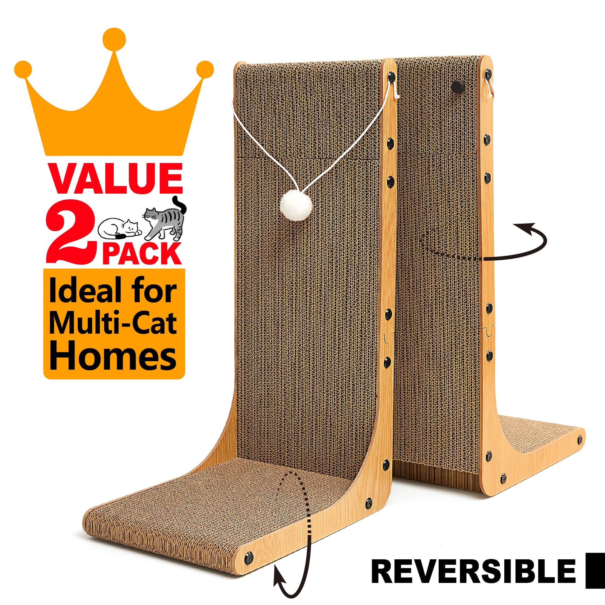 Markarbarka Value 2-Pack L-Shaped Cardboard Cat Scratcher, Scratchers