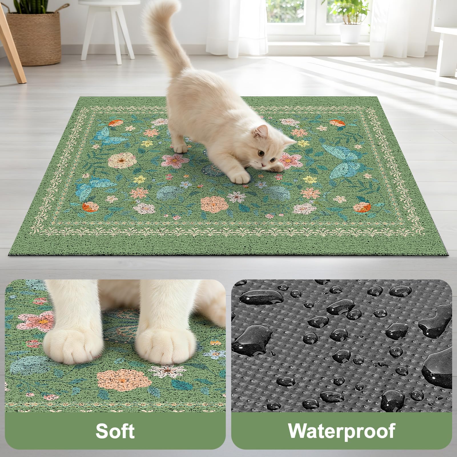 Unicorn Catcher Cat Litter Mat Non-Slip Bottom Litter Box Mat