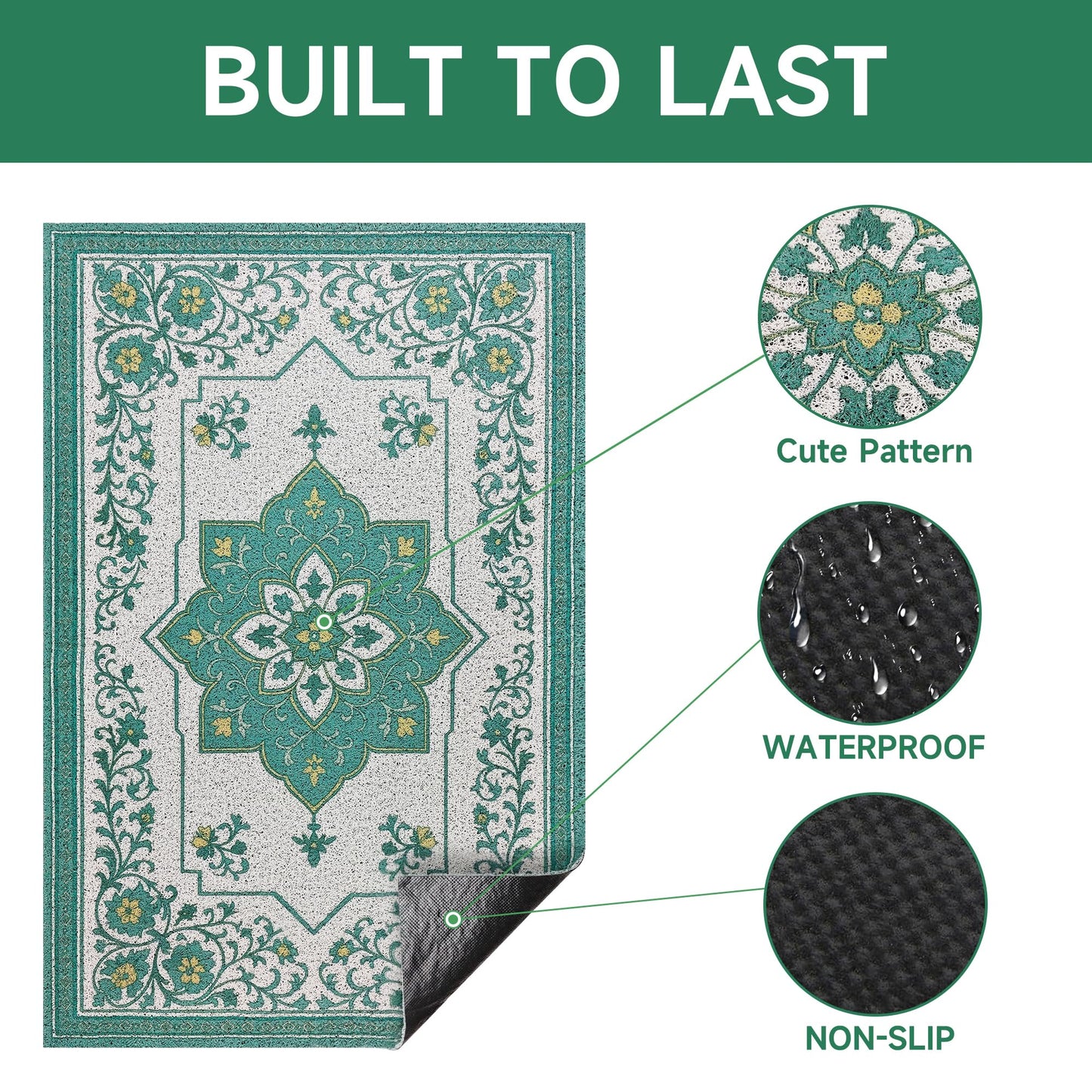 YOSEPATI Cat Litter Mat, 35" x 23" Litter Box mat, Traps Litter
