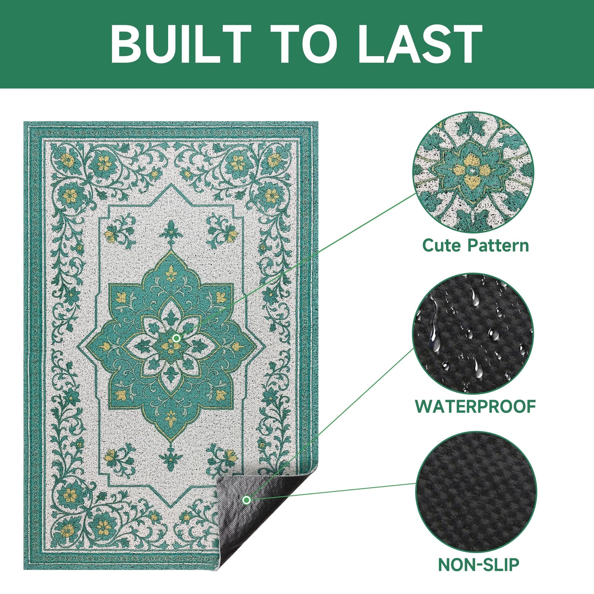 YOSEPATI Cat Litter Mat, 35" x 23" Litter Box mat, Traps Litter