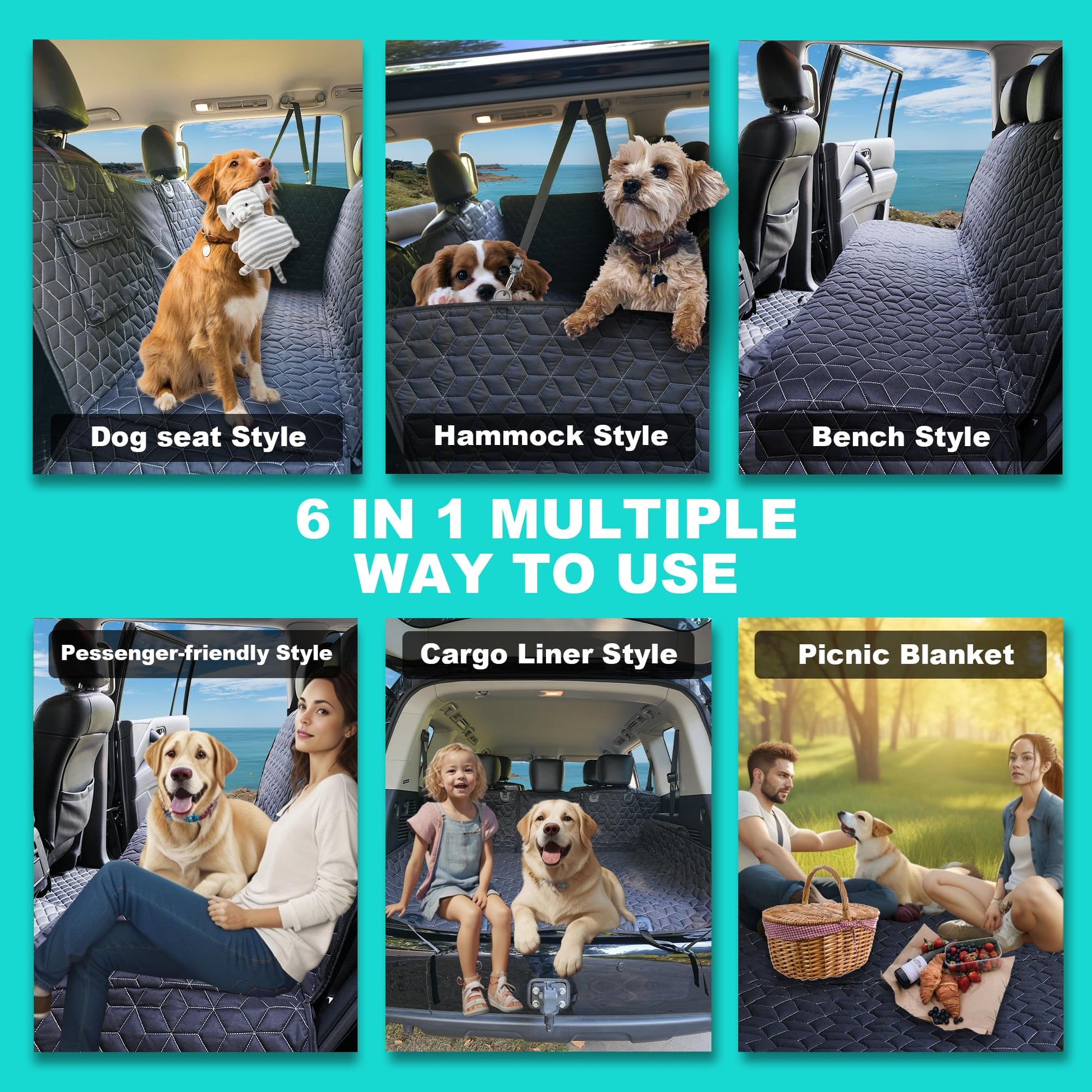 Dog Seat Covers for Back Seat,Pet Hammock for Cars, Waterproof Seat