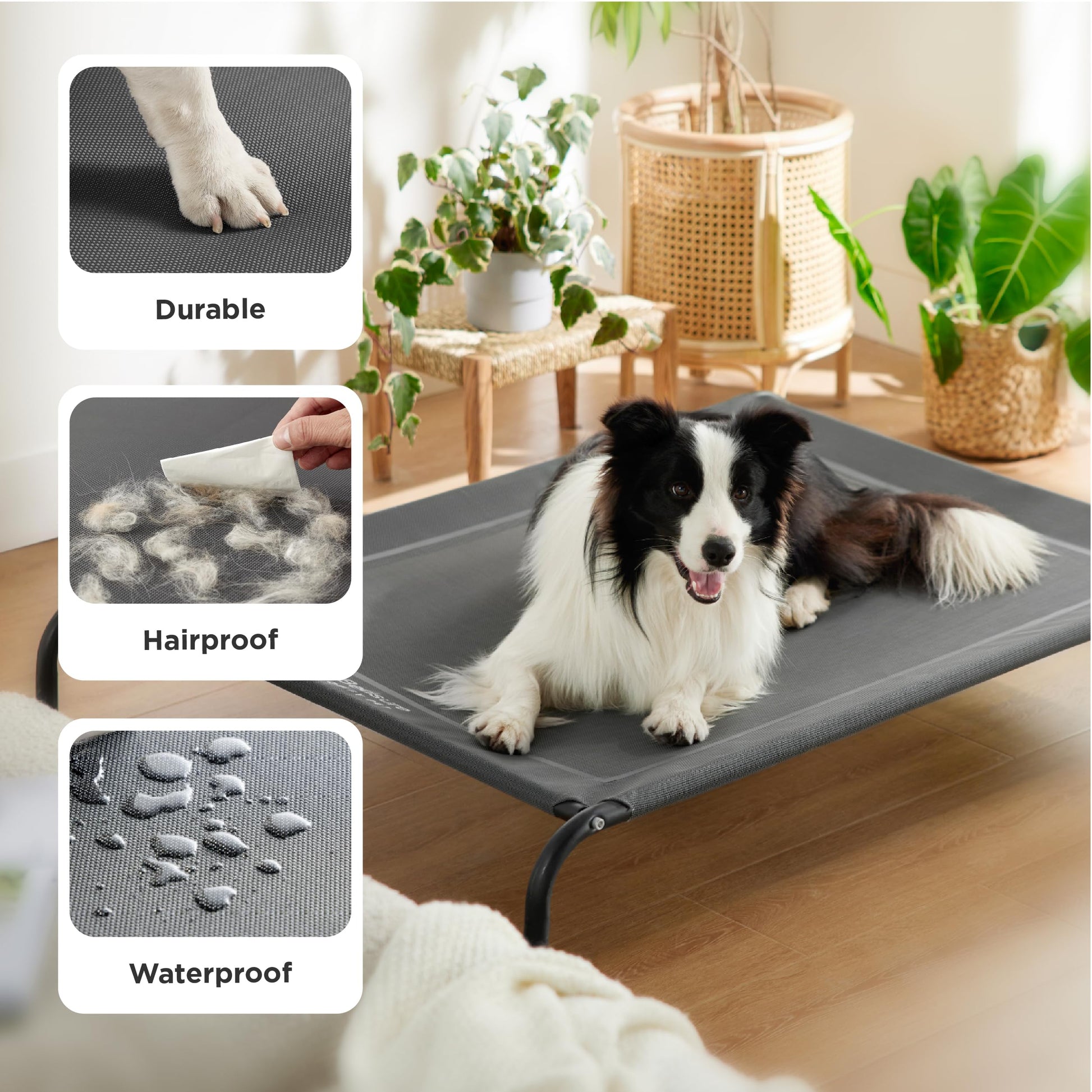 Bedsure Outdoor Elevated Dog Bed Medium Size Dog, Portable Indoor Bed