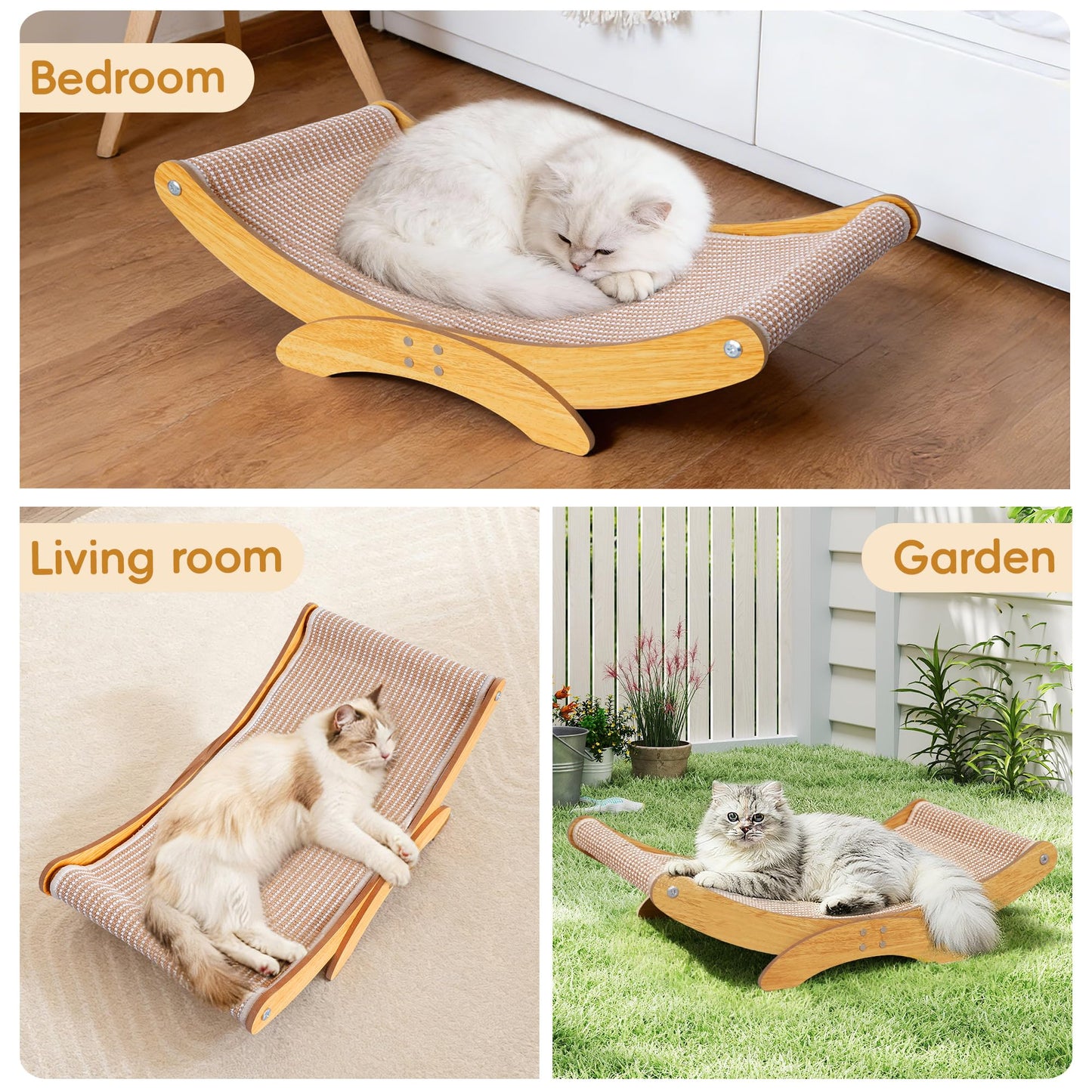 AROPEME Cat Scratcher Bed for Indoor Cats 23.6" Large Natural Pad