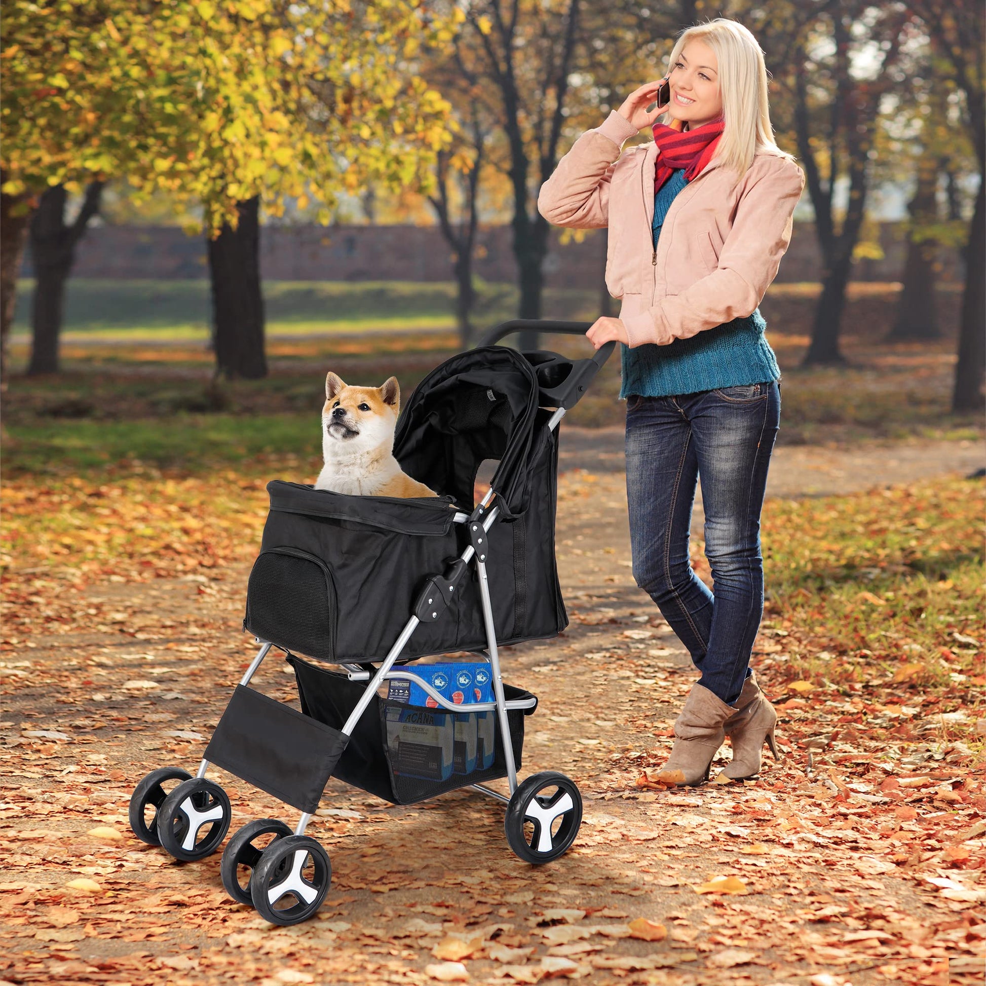 4 Wheels Pet Stroller Dog Cat Stroller