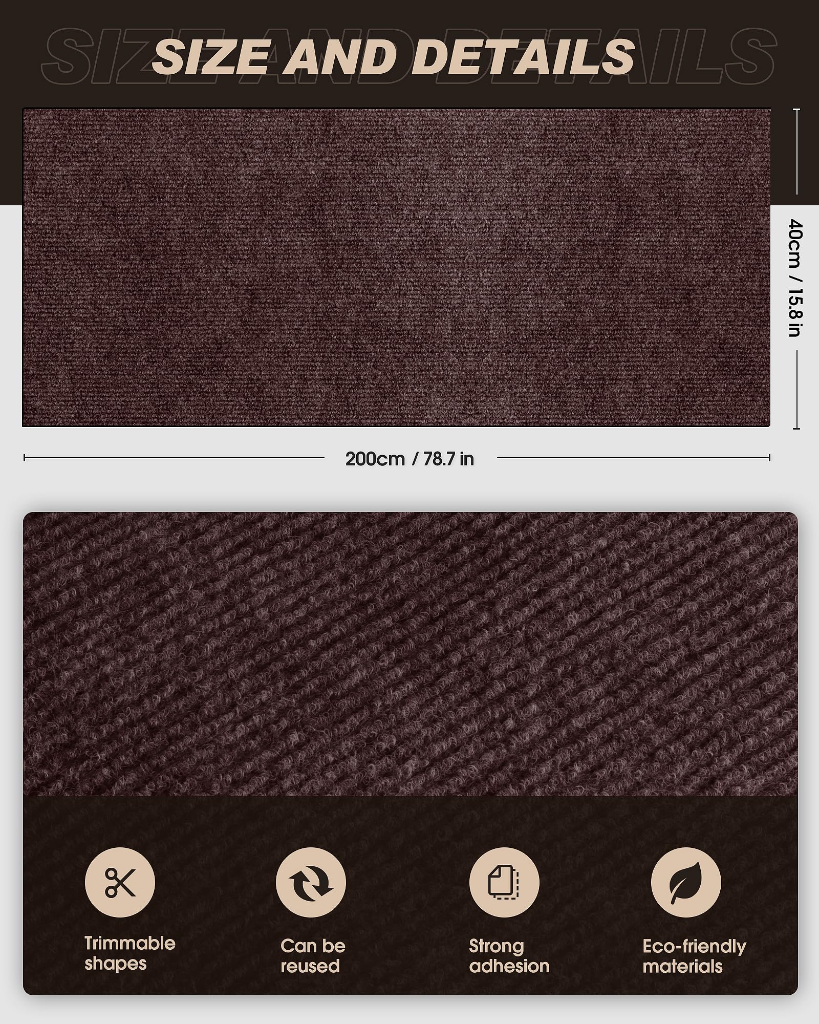 VIVOYAN x15.8" Cat Scratch Mat,Trimmable Self-Adhesive Carpet,DIY Pads