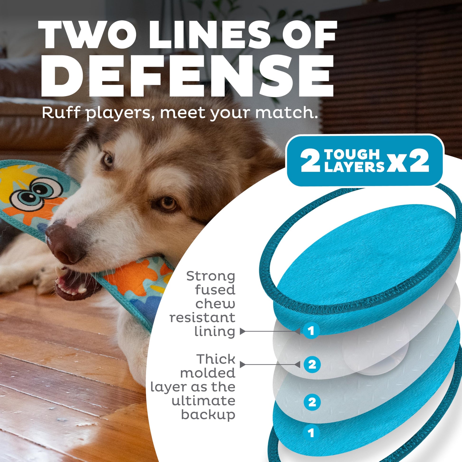 Outward Hound Tough Skinz Durable Squeaky Dog Toy with Two Tough Toy