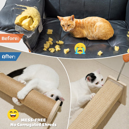 PETKARAY Horizontal Scratching Post, 30" Sisal Cat Scratch Post, Toy
