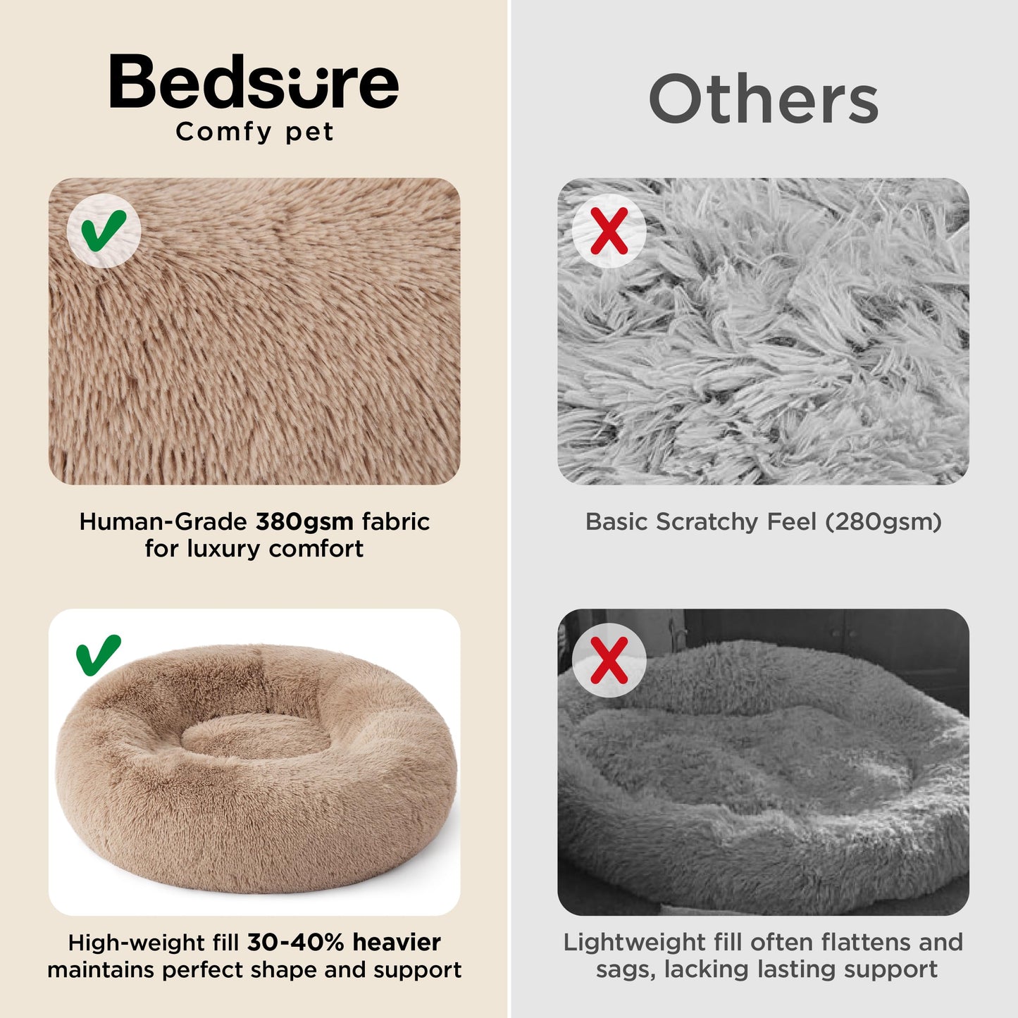 Bedsure Calming Cat Beds for Indoor Cats Small Cat Bed Washable Bed