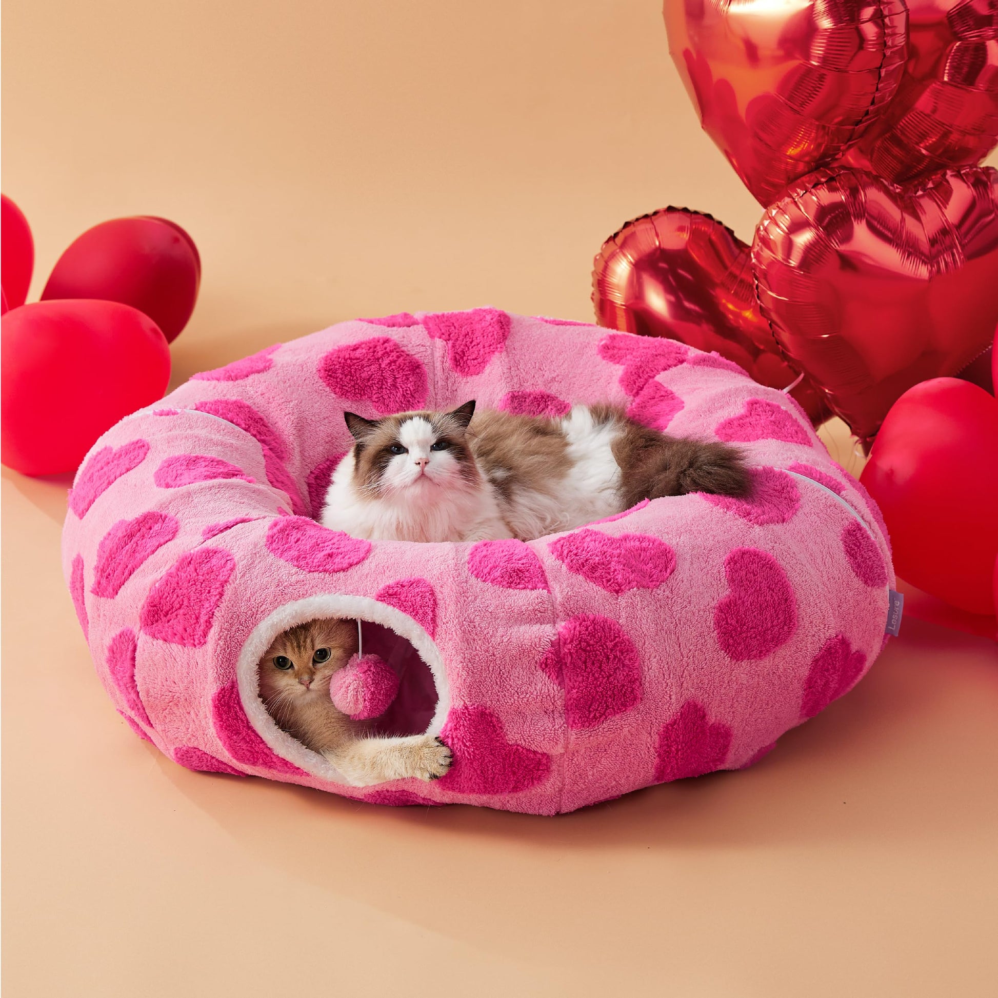 Lesure Cat Tunnel Bed for Indoor Cats Cute Cat Donut Tunnel Toys Bed