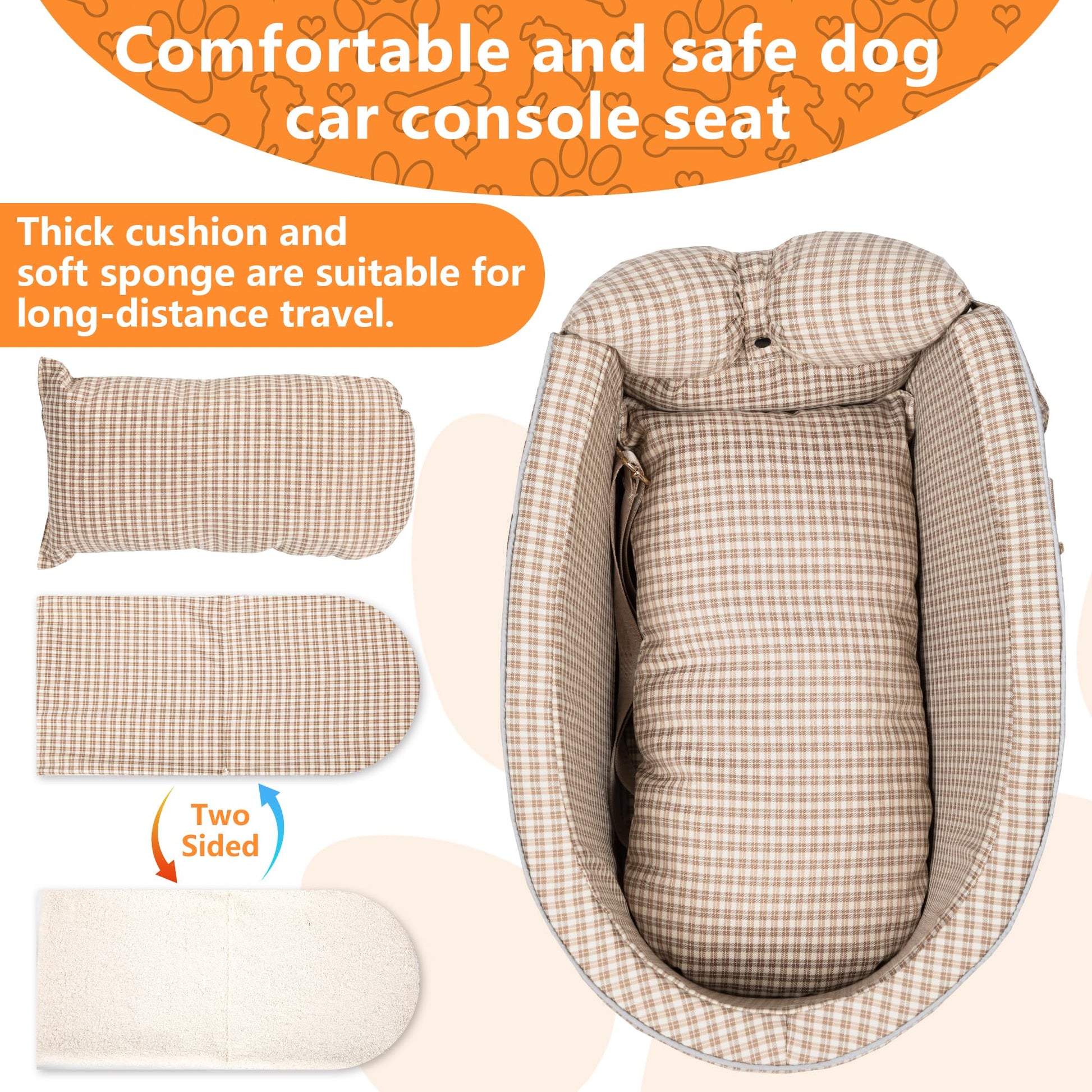 Center Console Dog Car Seat for Small Dog Removable Pet Car Seat