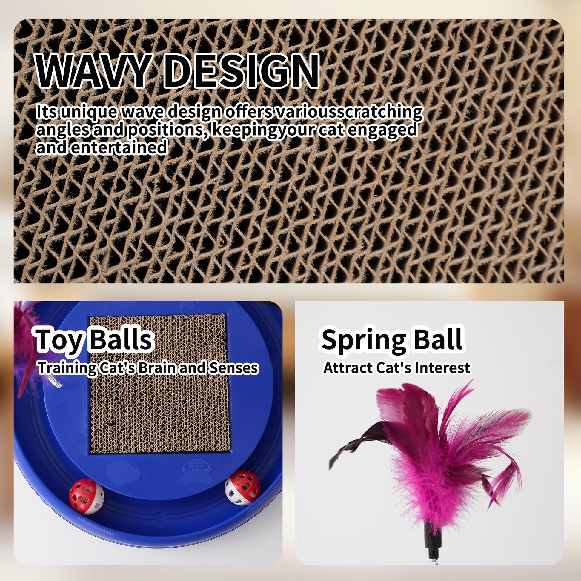 JOPOY Interactive Cat Ball Track Toy Cat Scratcher with 2 Balls