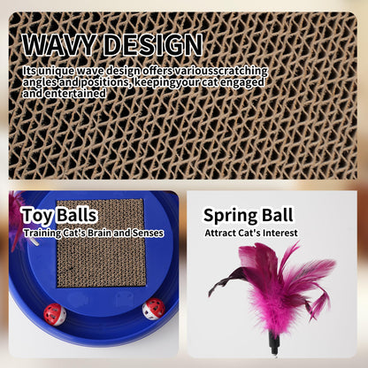 JOPOY Interactive Cat Ball Track Toy Cat Scratcher with 2 Balls