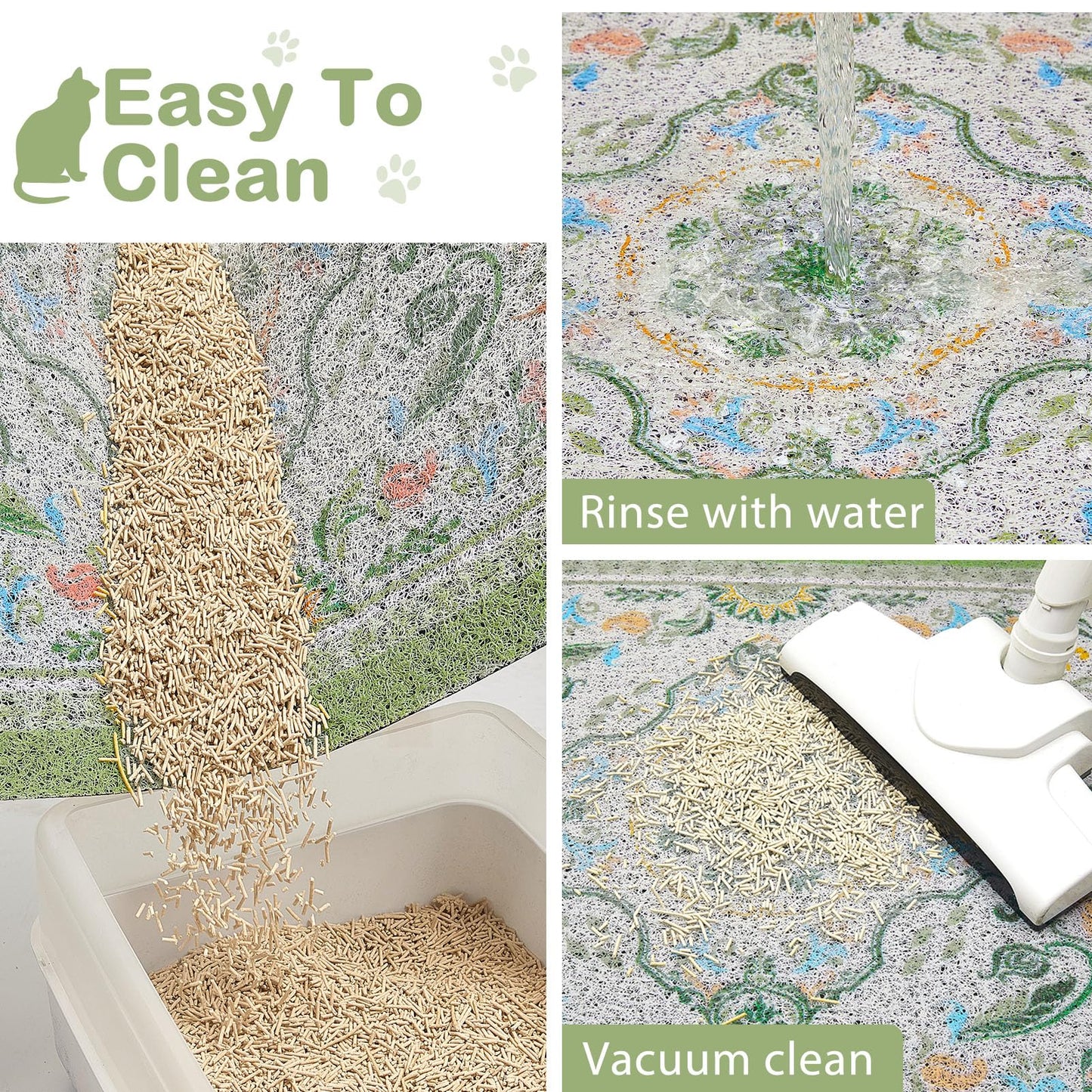 Glittme 2PCS Cat Litter Mat with Non-Slip Bottom Litter Box Mat Mat