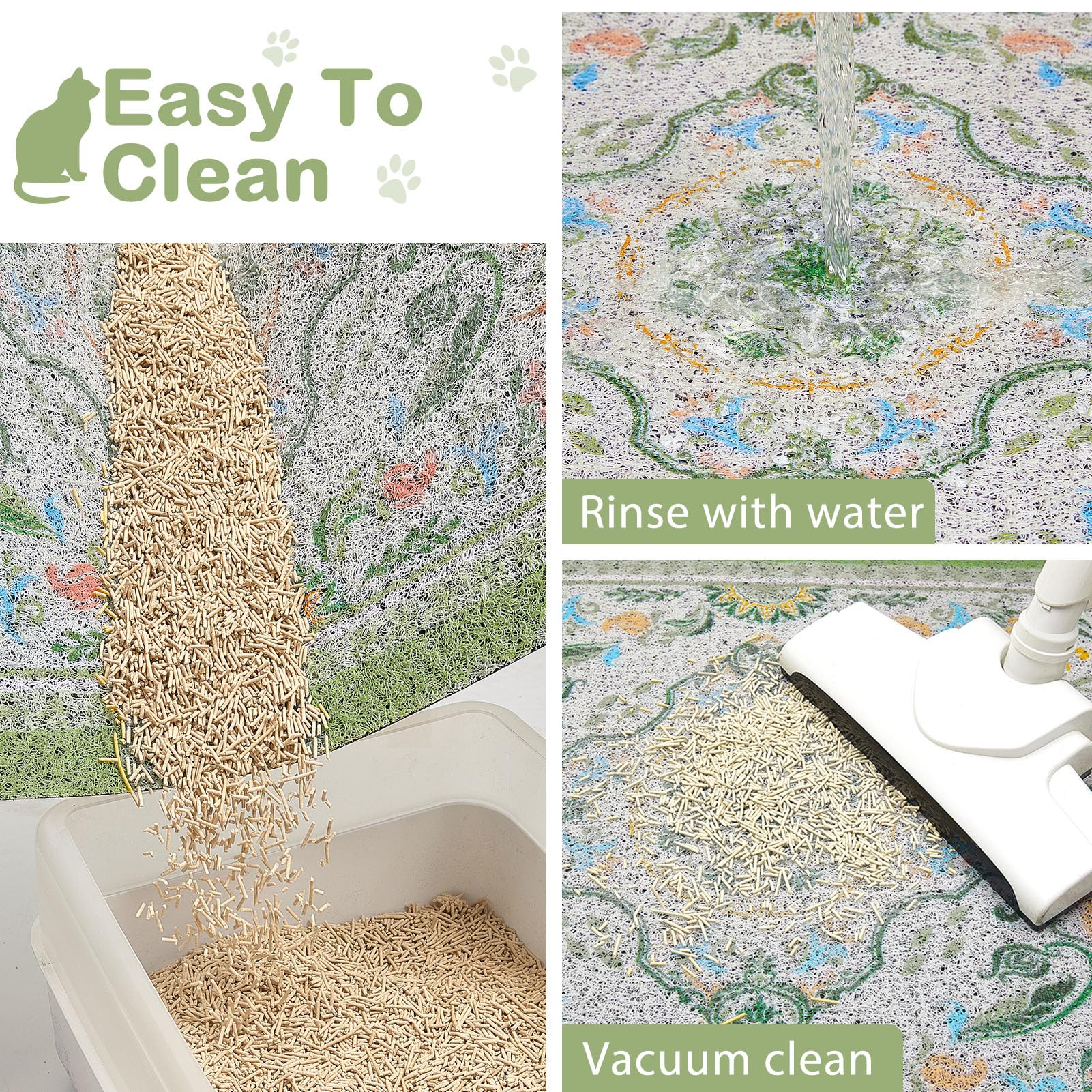 Glittme 2PCS Cat Litter Mat with Non-Slip Bottom Litter Box Mat Mat