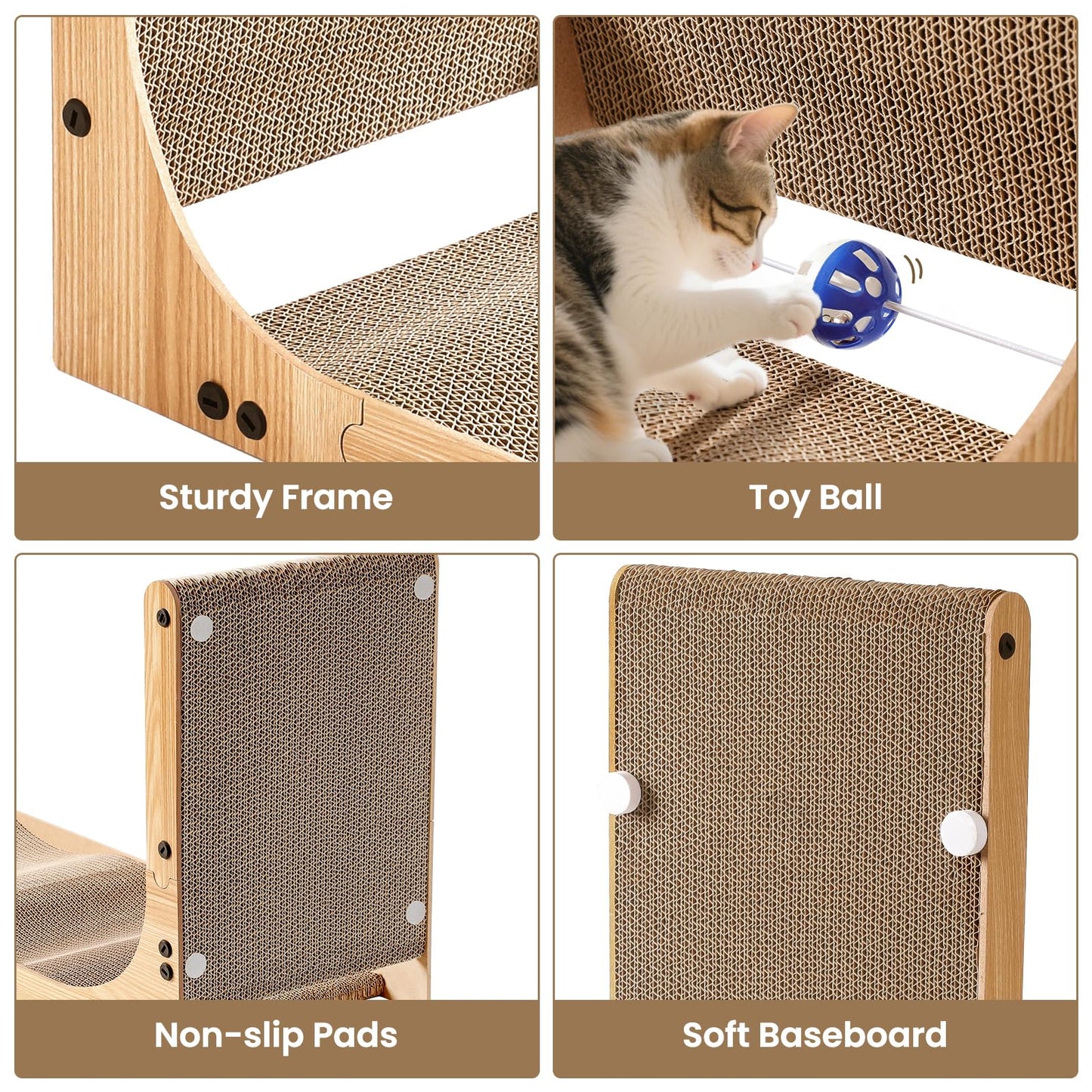 Cat Scratcher with Replacement Cardboard, 27.6" L Shape Wall Catnip