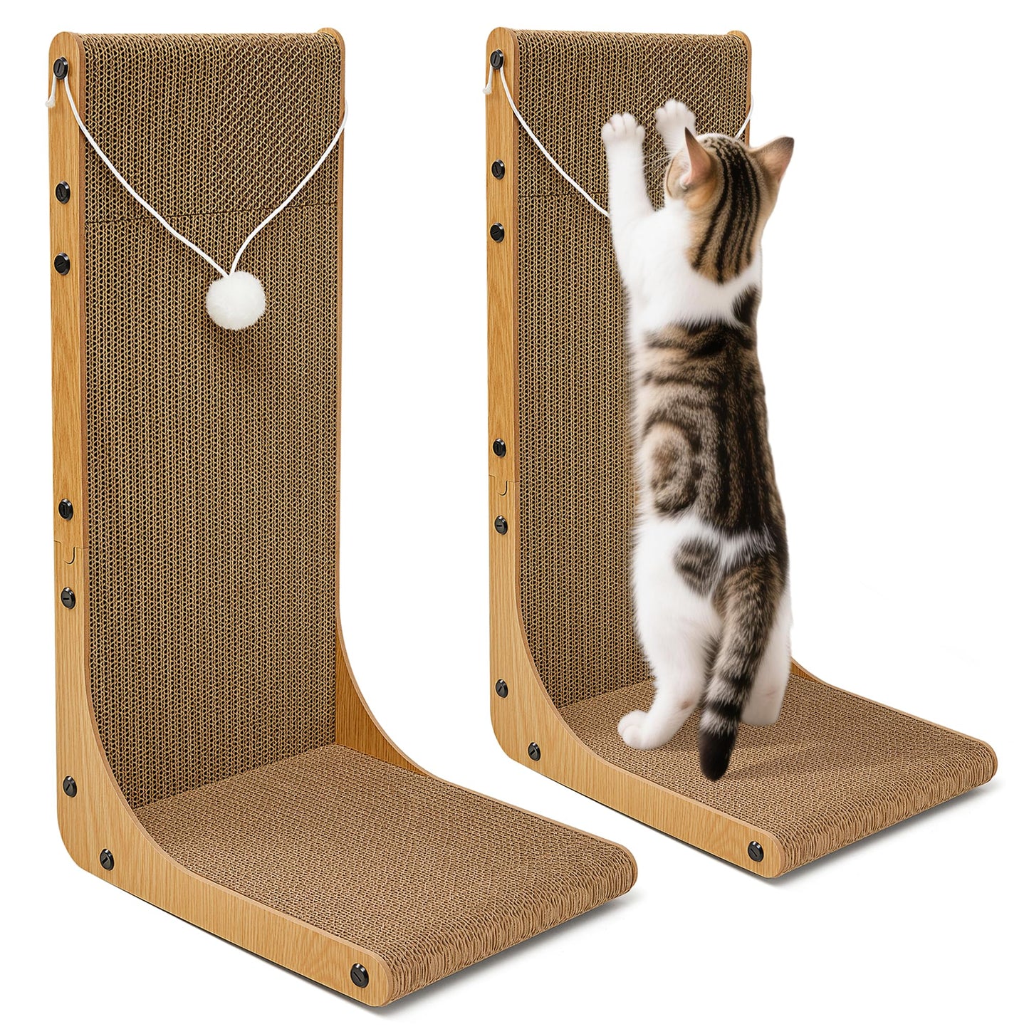 Markarbarka Value 2-Pack L-Shaped Cardboard Cat Scratcher, Scratchers