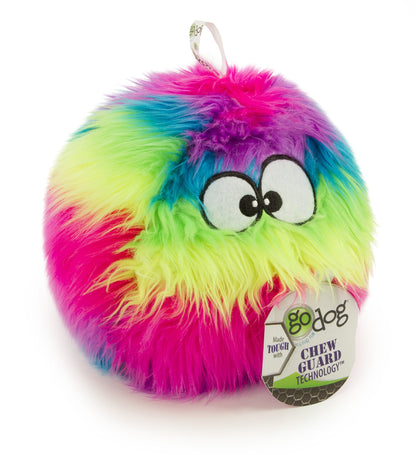goDog Furballz Squeaky Plush Ball Dog Toy, Chew Guard Technology Plush