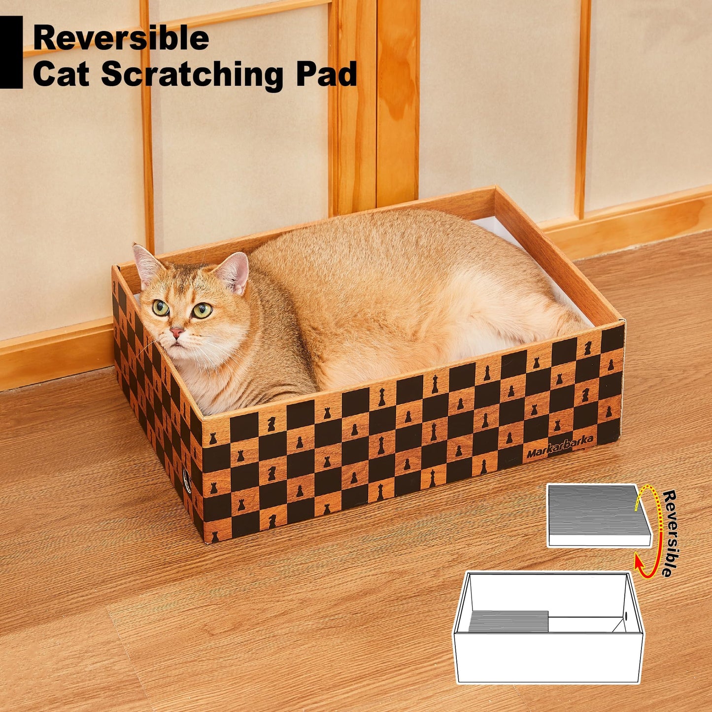 Markarbarka Cat Couch Scratcher, Large Cardboard Box with Couch