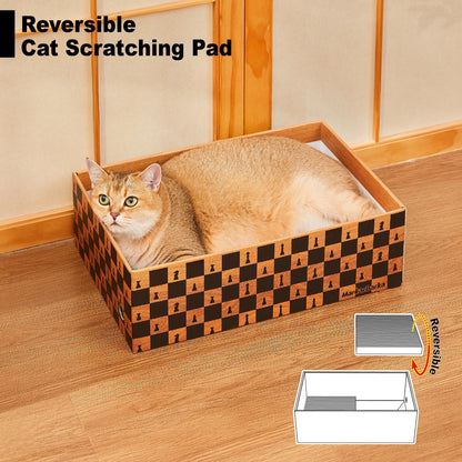 Markarbarka Cat Couch Scratcher, Large Cardboard Box with Couch