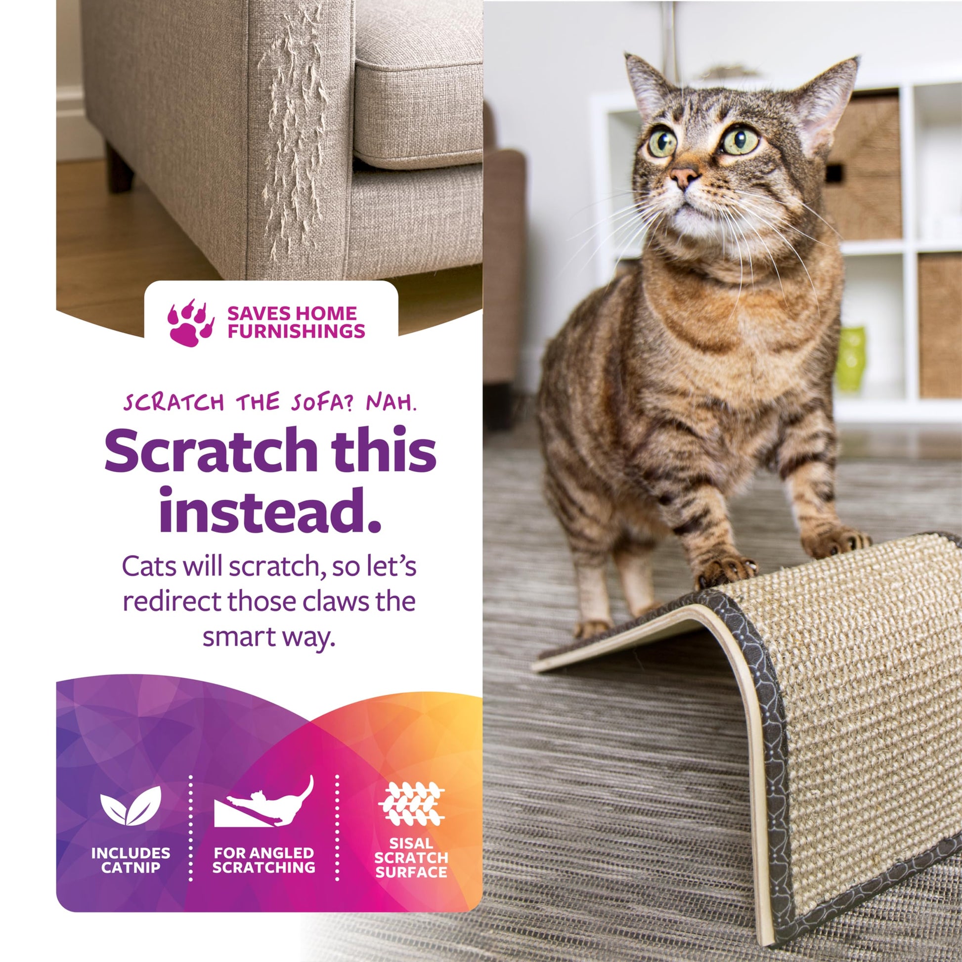 SmartyKat Sisal Angle Ramp Cat Scratcher, Natural Woven Scratcher