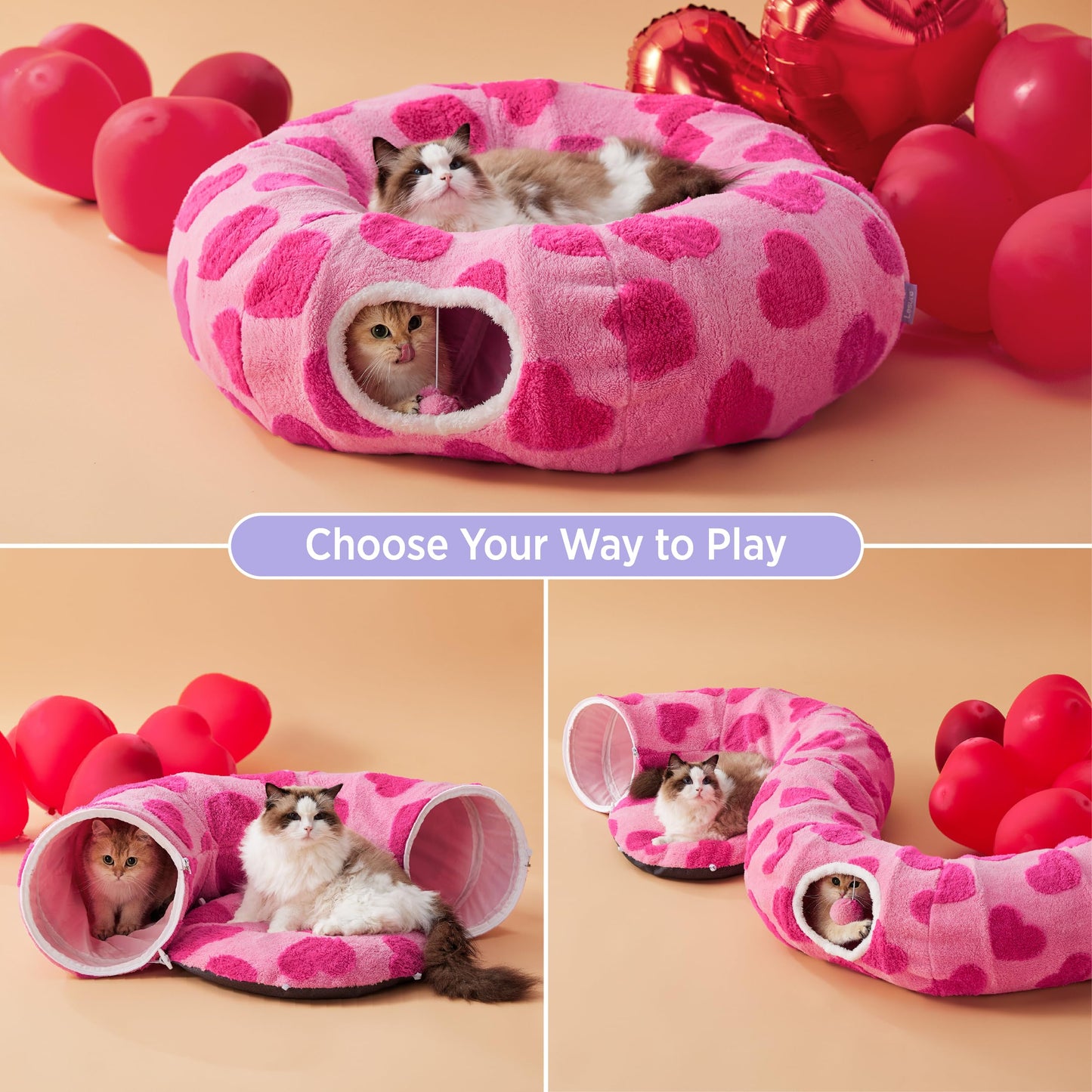 Lesure Cat Tunnel Bed for Indoor Cats Cute Cat Donut Tunnel Toys Bed