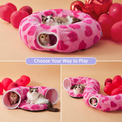 Lesure Cat Tunnel Bed for Indoor Cats Cute Cat Donut Tunnel Toys Bed