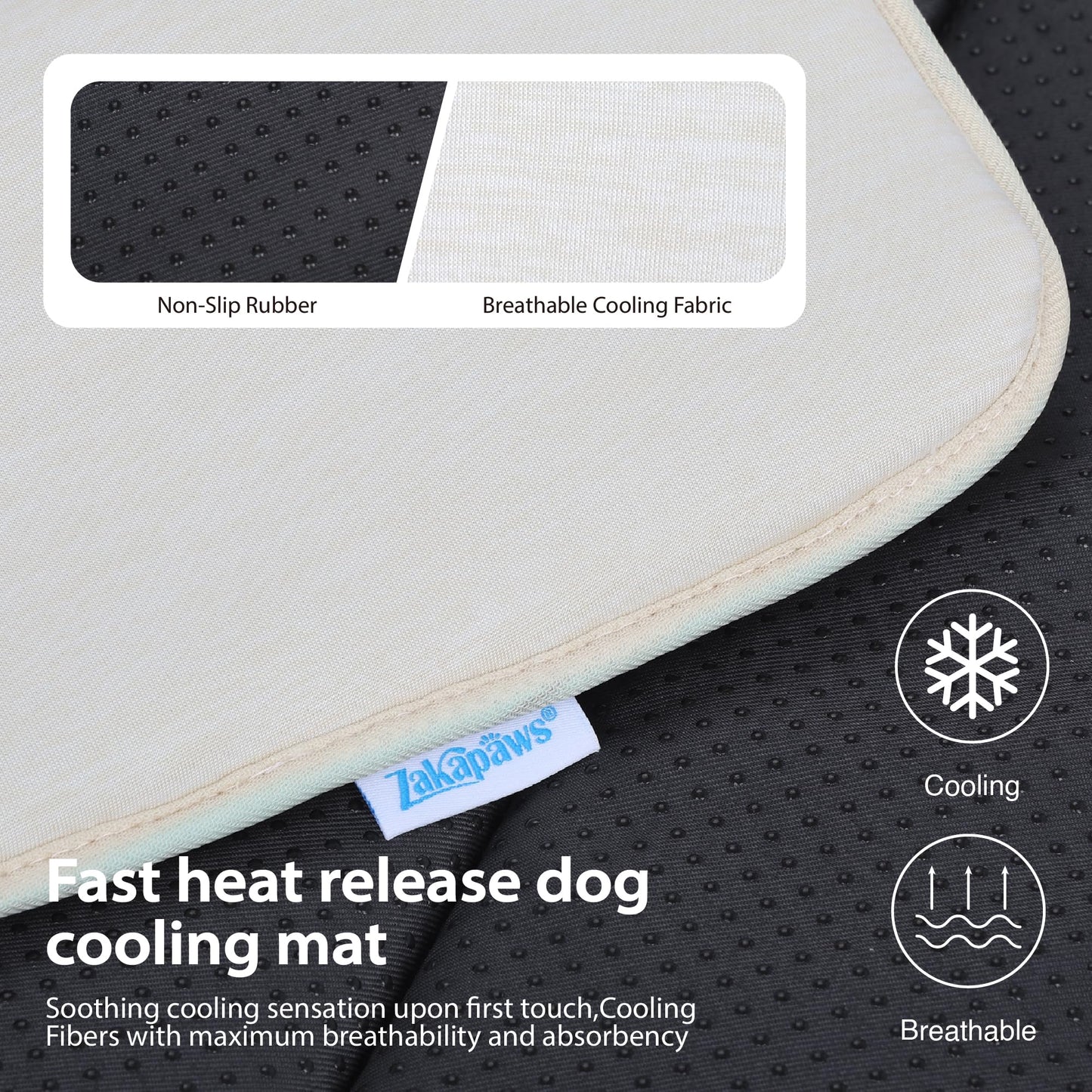 ZAKAPAWS Cooling Dog Mat Q-Max>0.5 Rapid Cooling Tech, Thin Crate