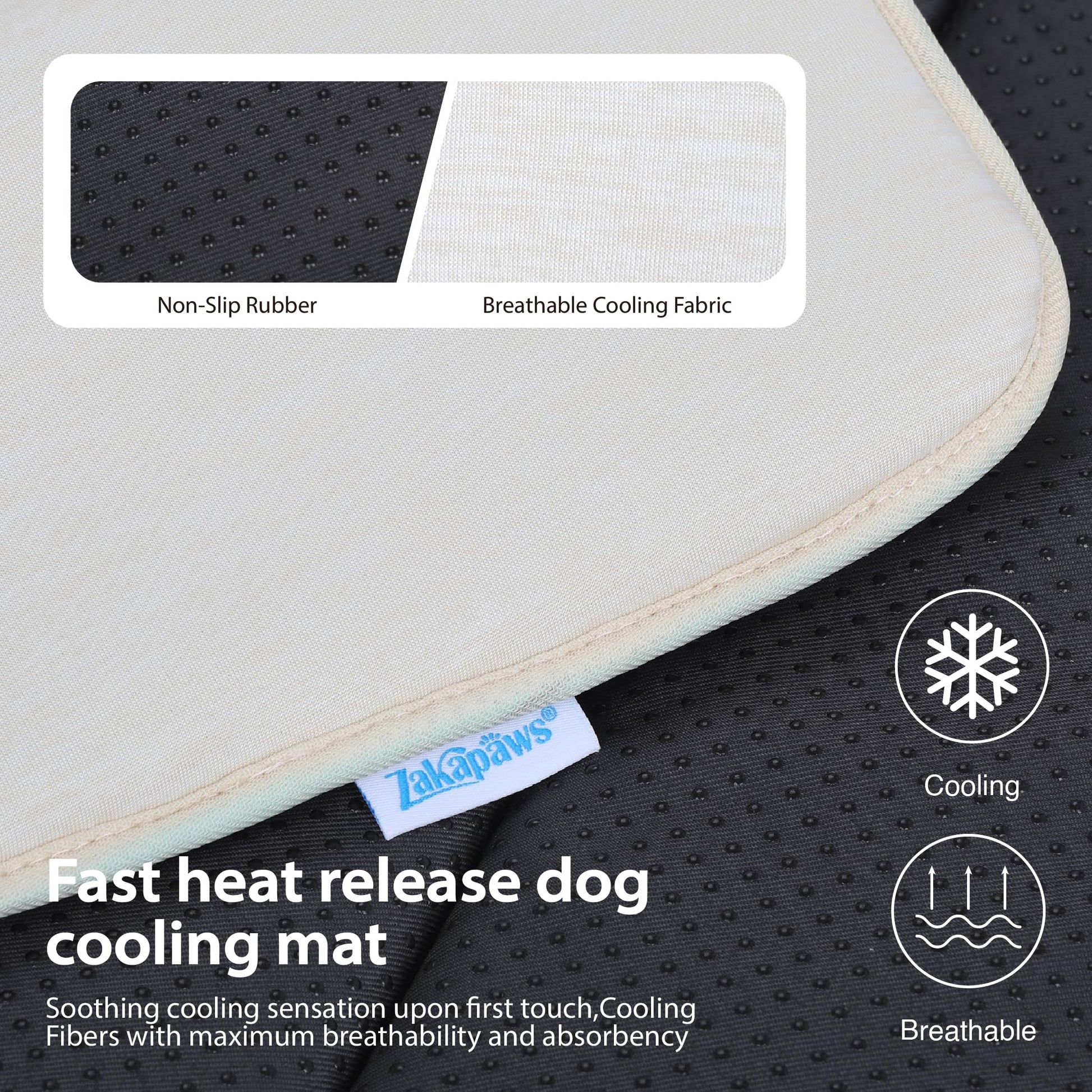ZAKAPAWS Cooling Dog Mat Q-Max>0.5 Rapid Cooling Tech, Thin Crate