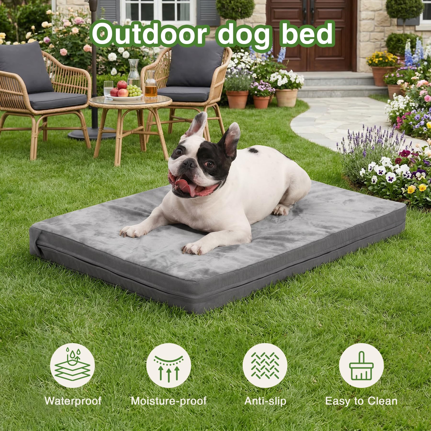 Waterproof Dog Bed Medium Size Dog, Outdoor Washable Crate Pad Bed