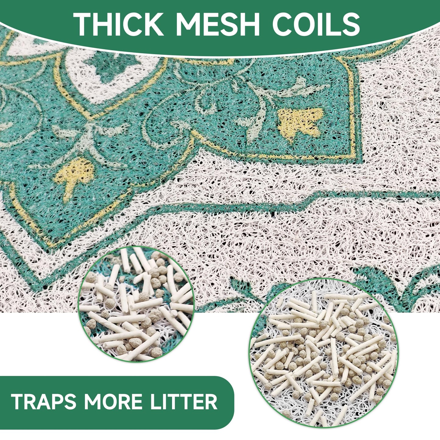YOSEPATI Cat Litter Mat, 35" x 23" Litter Box mat, Traps Litter