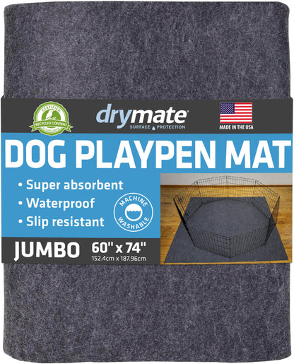 Drymate Jumbo Dog Playpen Mat (60x74), Super Absorbent, Waterproof Mat