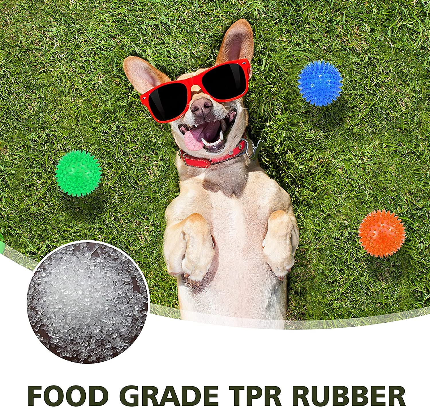 petizer 6 Pack 3.5” Squeaky Dog Toy Balls, Floating Pool Balls, Chew