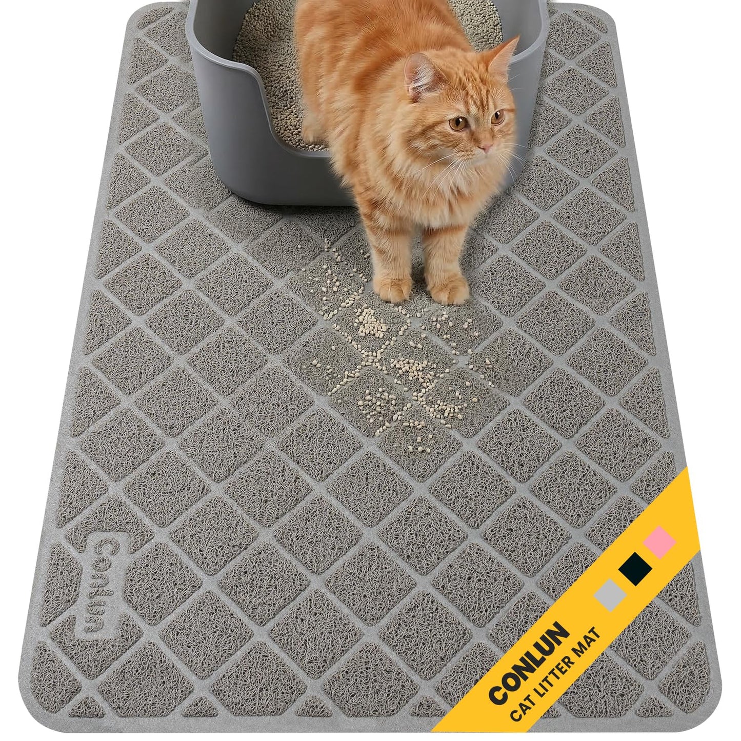 Conlun Cat Litter Mat Litter Trapping Mat, 40" x 28" Durable PVC Mat