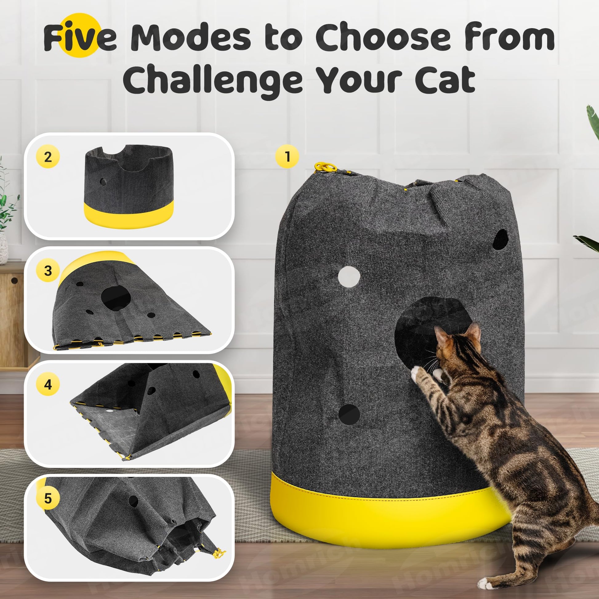 Homrich Interactive Cat Play Bag- Durable Rug for Hide and Seek Mat