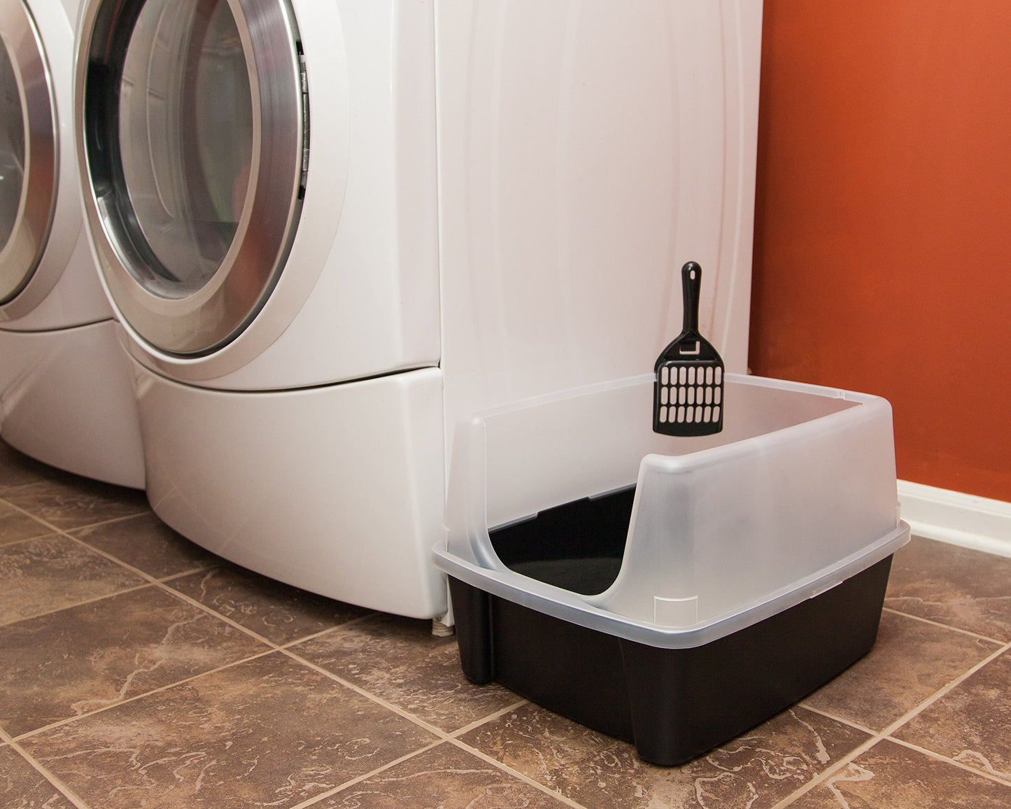 IRIS USA Cat Litter Box Large Open Top with High Sided Walls Tall Box