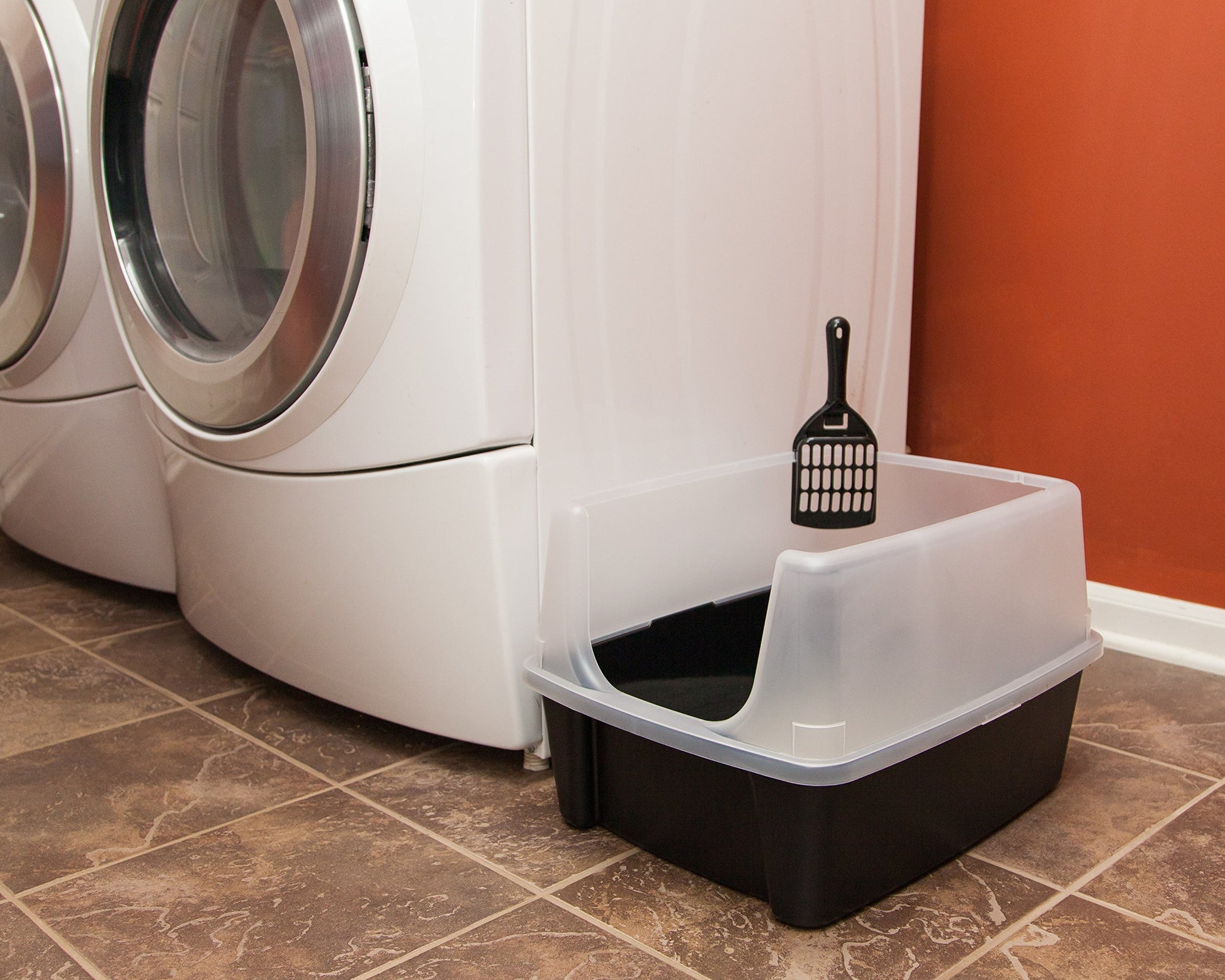 IRIS USA Cat Litter Box Large Open Top with High Sided Walls Tall Box