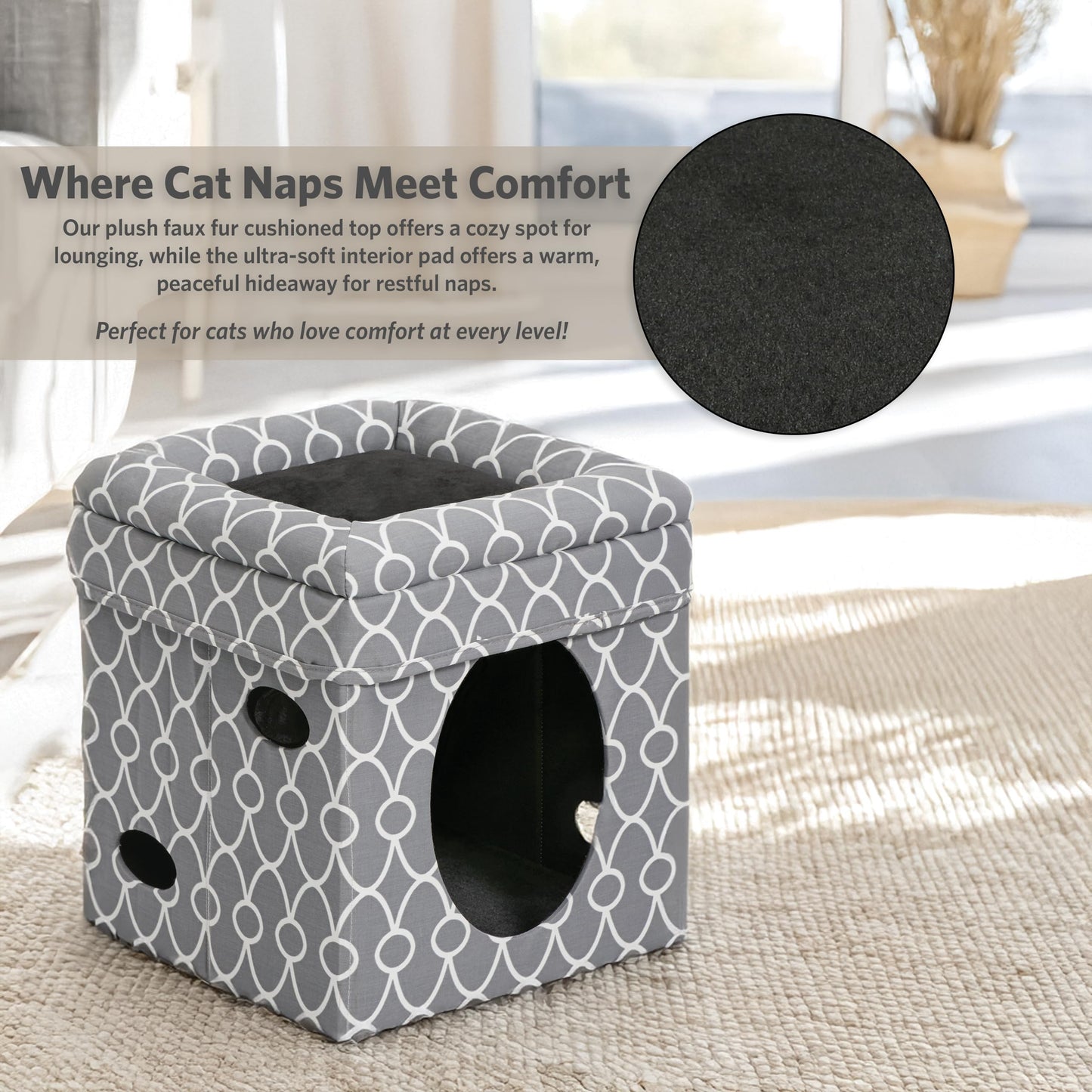 MidWest Homes for Pets Feline Nuvo Curious Cat Cube, Foldable Toy