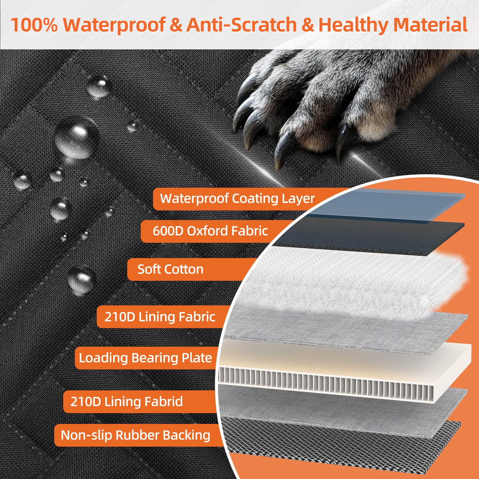 Back Seat Extender for Trucks,Hard Bottom Car Seat Cover