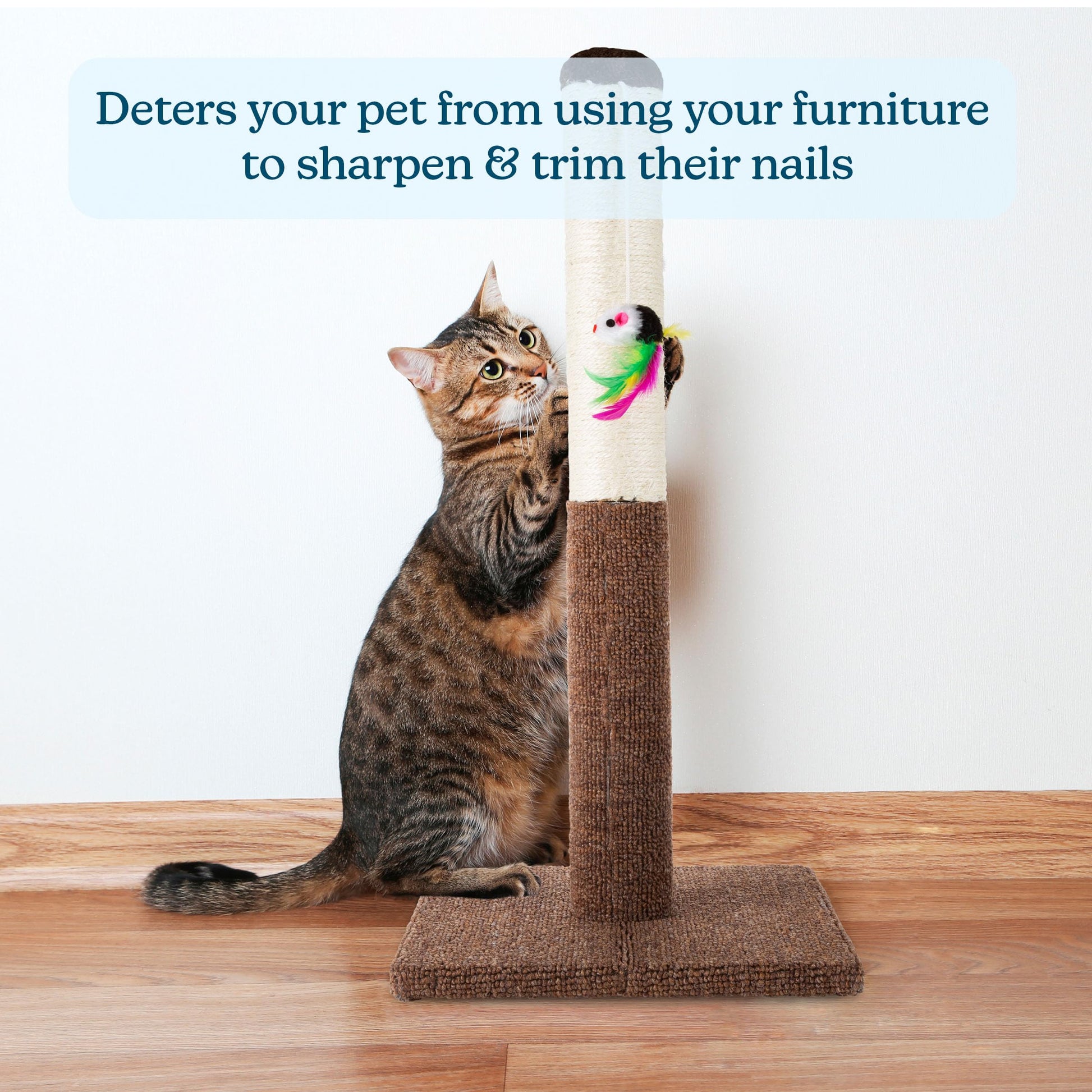 PETMAKER Cat Scratching Post Tall Scratcher for Cats and Kittens Mouse