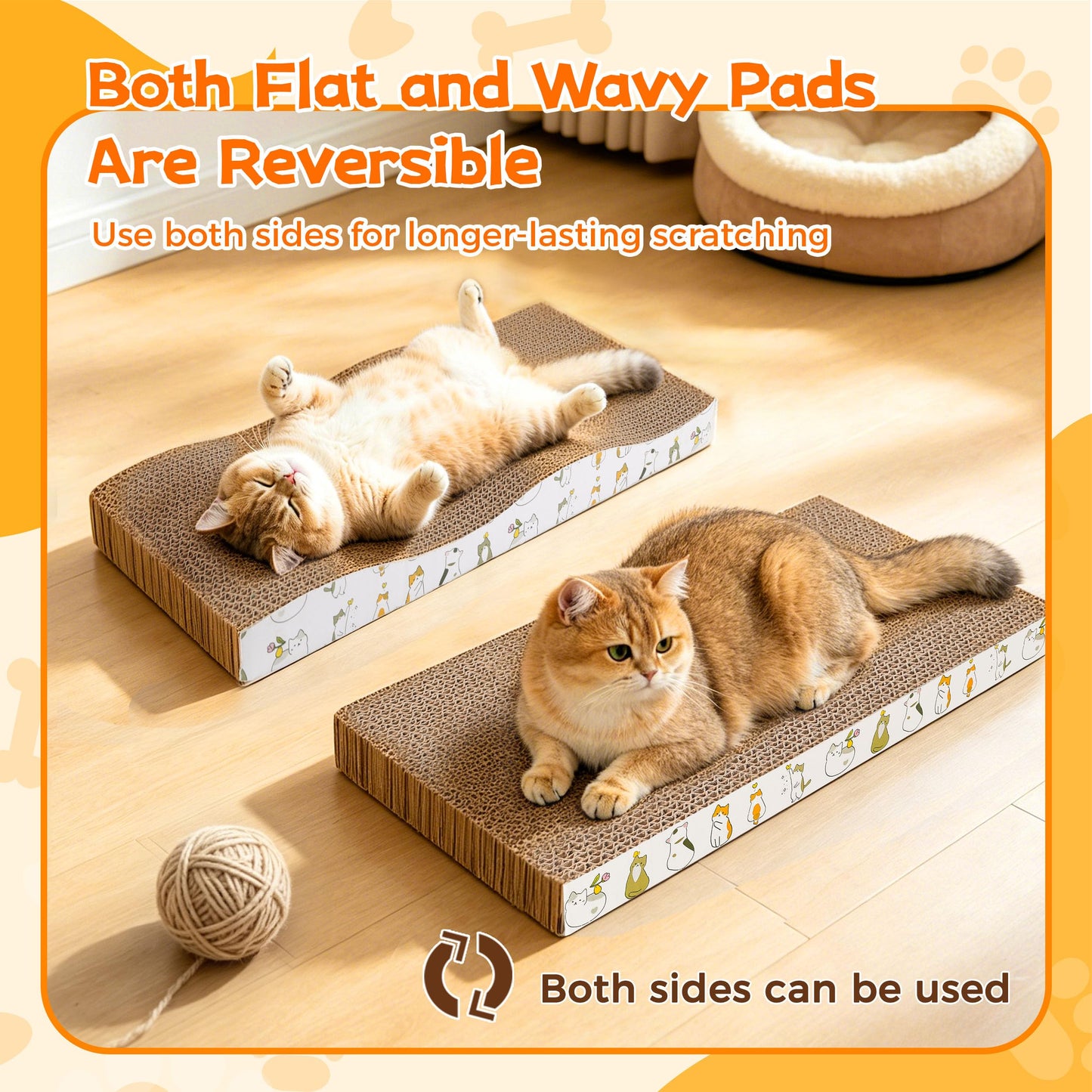 PatiencET Cardboard Cat Scratcher Pads, 4-Pack (2 Flat Pads
