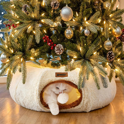 ZOMISIA Cat Tunnel Bed for Indoor Cats, Cute Cat Donut Toy Tunnel