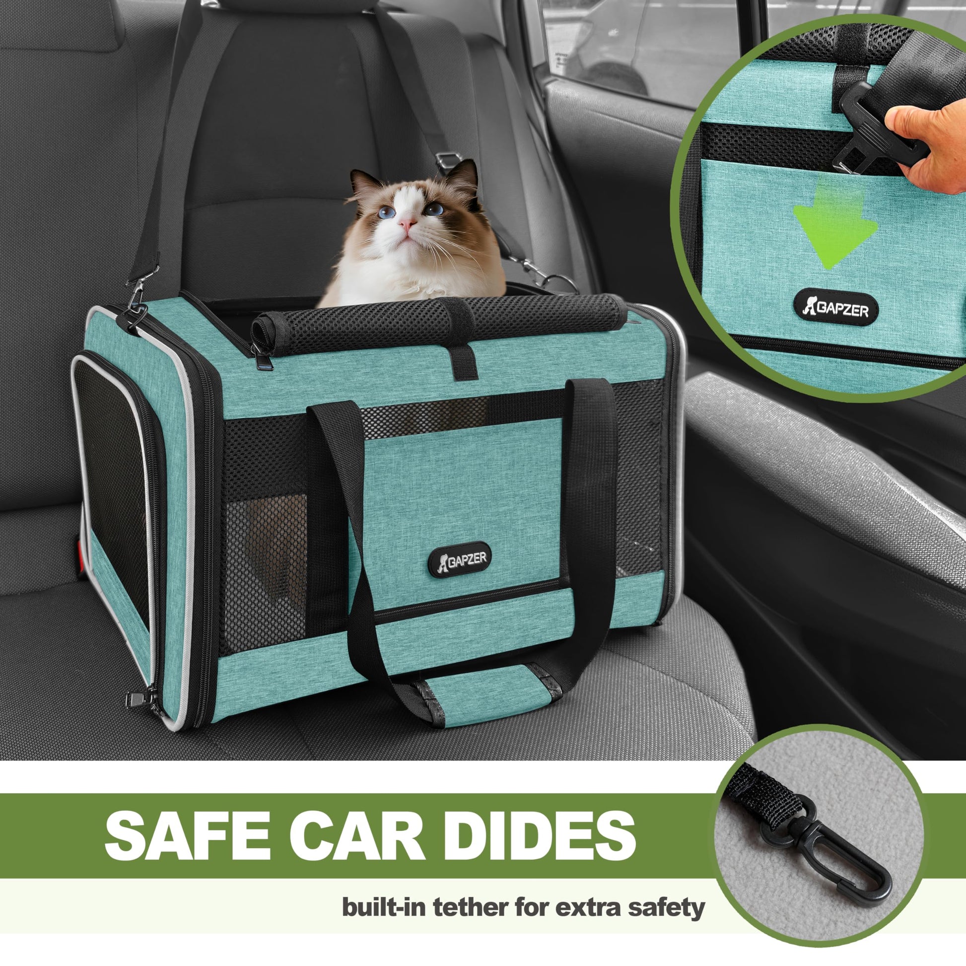 GAPZER Cat Carrier x11"x11" TSA Approved Ventilated Top Open Bag