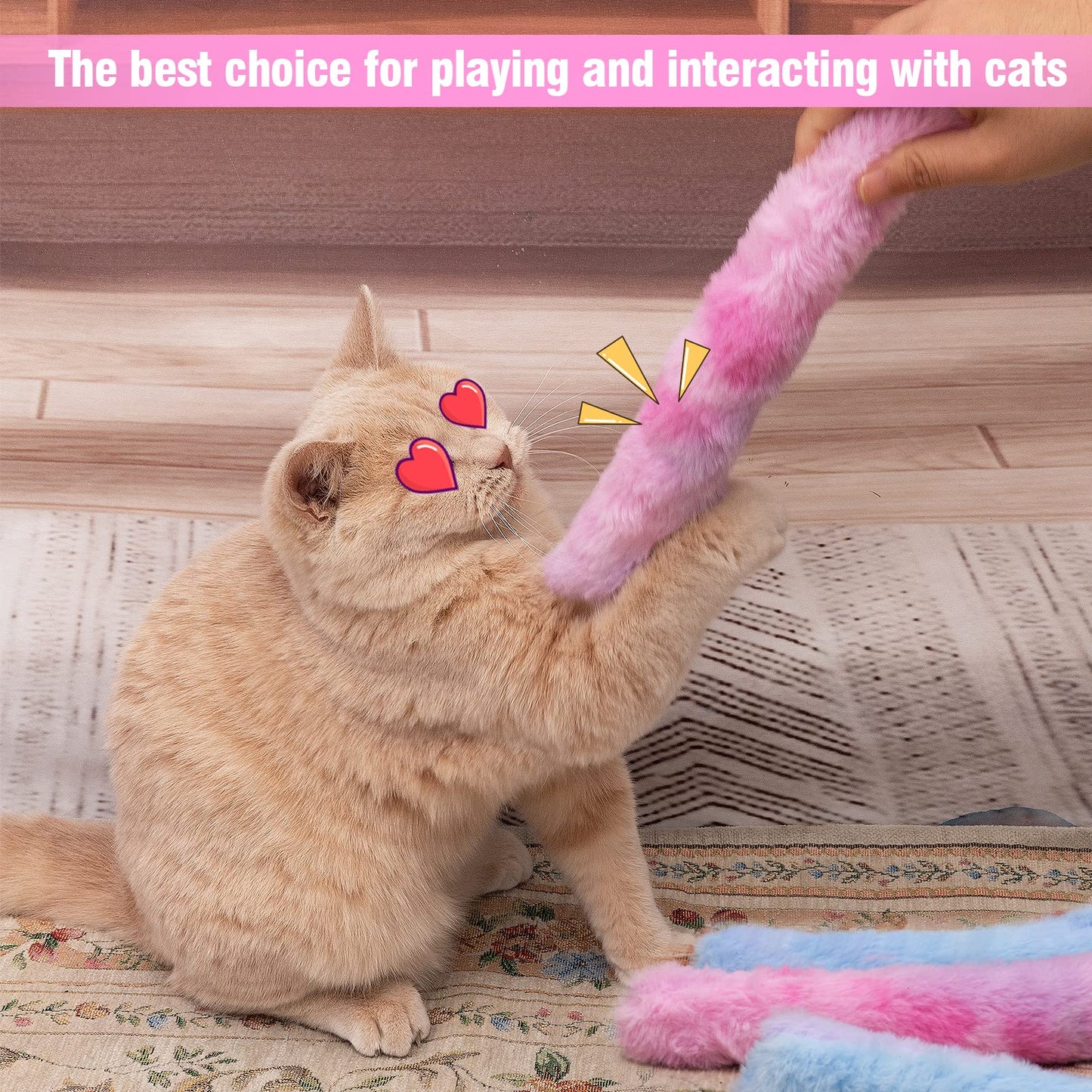 MEWTOGO 6Pcs Cat Kicker Toys with Sound Paper- Kitty Kick Sticks Toys