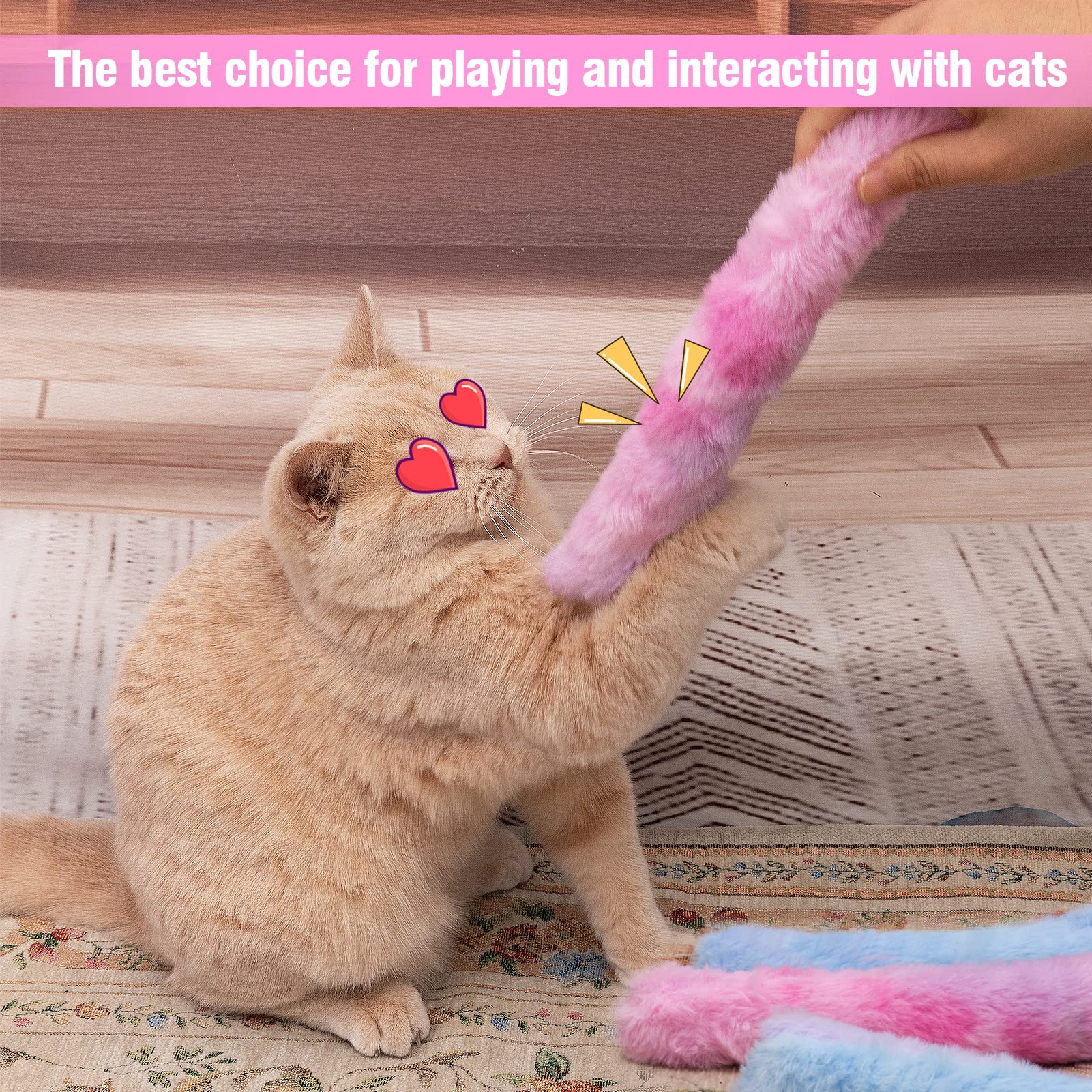 MEWTOGO 6Pcs Cat Kicker Toys with Sound Paper- Kitty Kick Sticks Toys