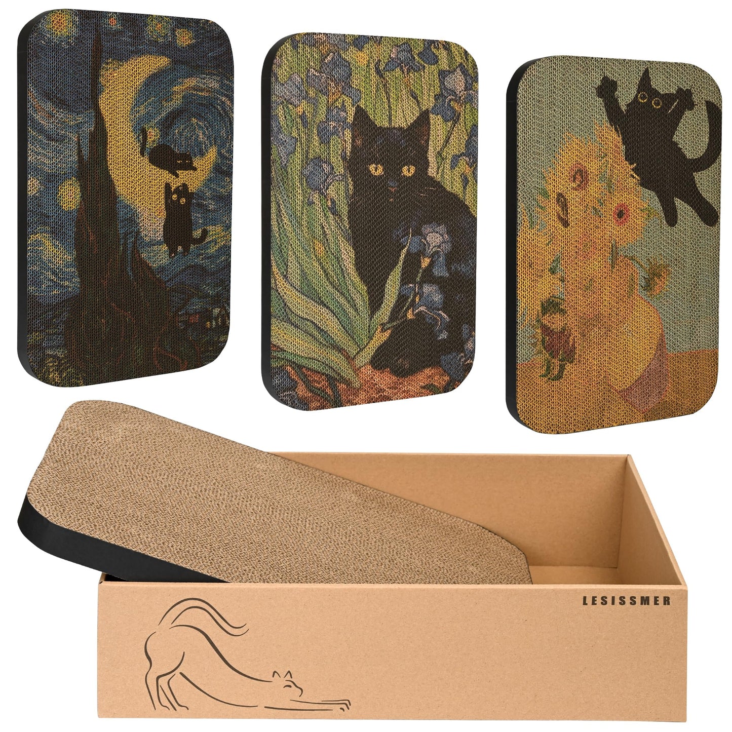 LESISSMER Art Cat Scratcher, 3 Packs Wall-Mountable Art Cat Scratchers