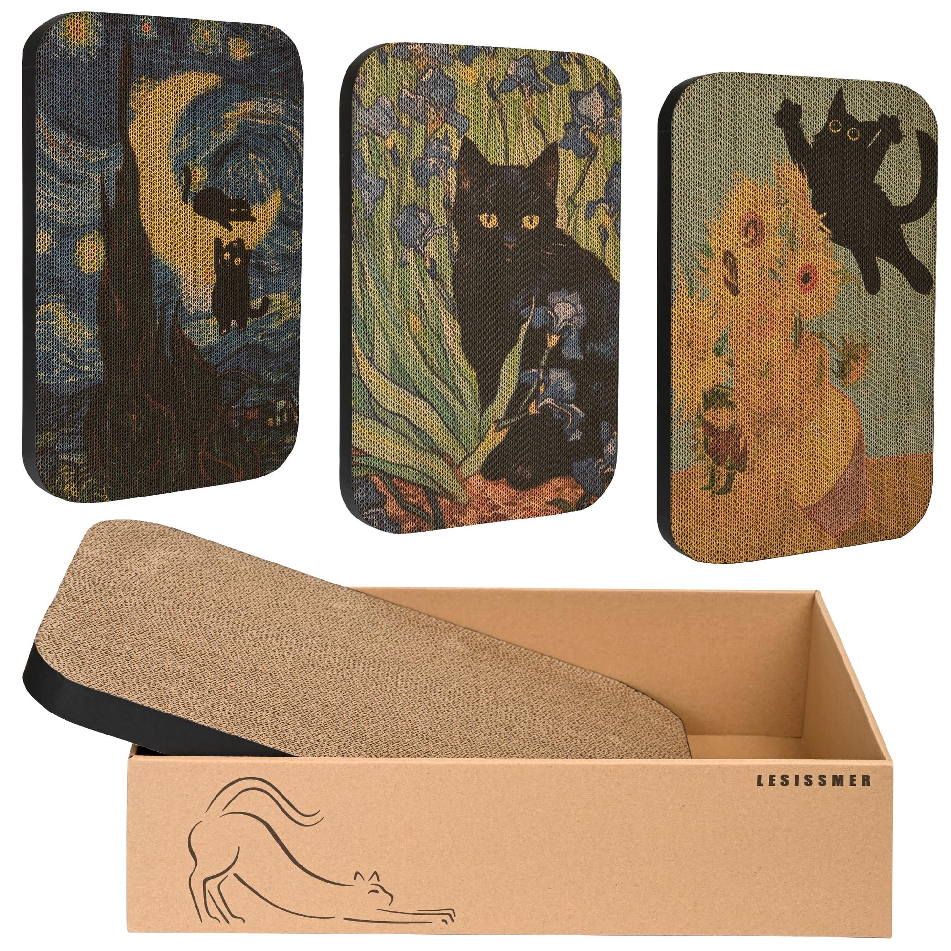 LESISSMER Art Cat Scratcher, 3 Packs Wall-Mountable Art Cat Scratchers